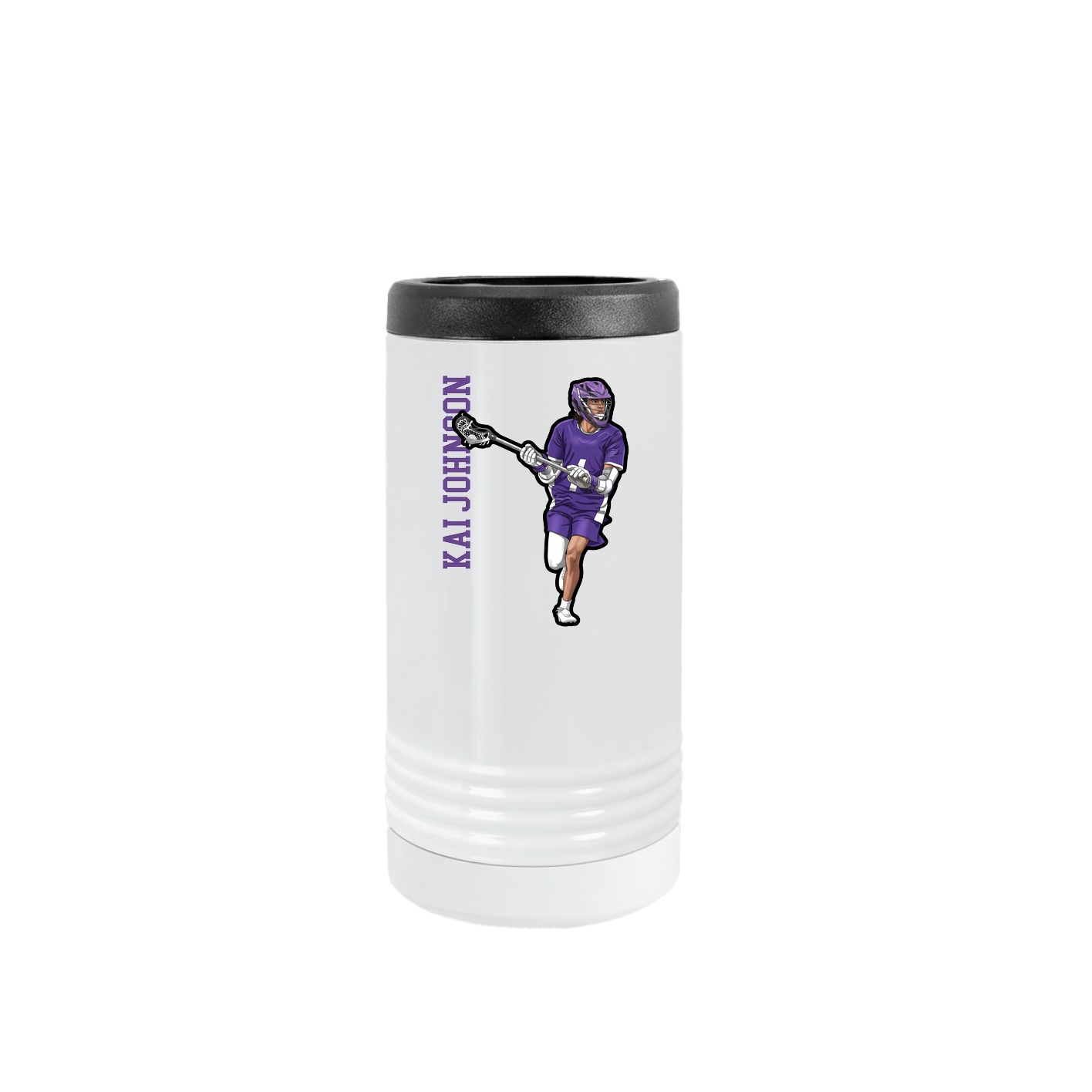 Slim Beverage Holder — Name Vertical in White