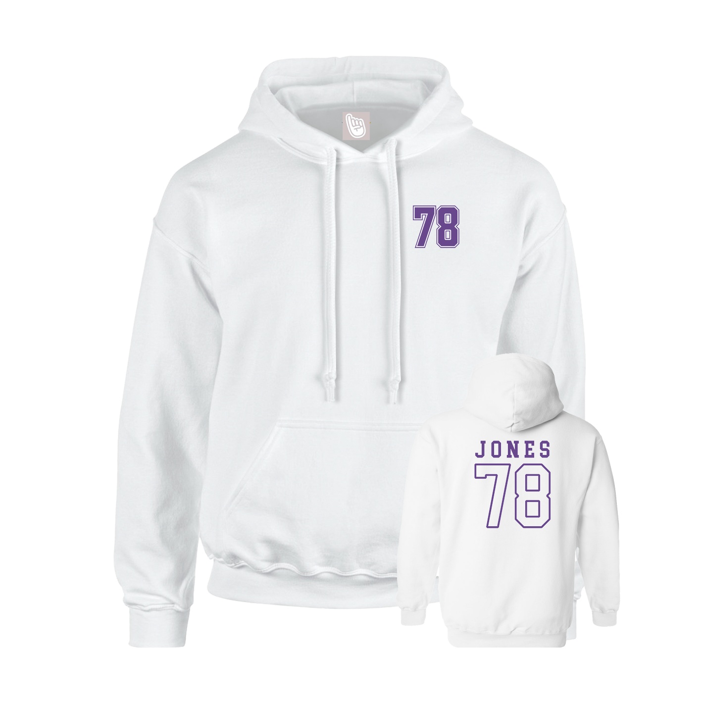 Youth Hoodie — Chest Back in White