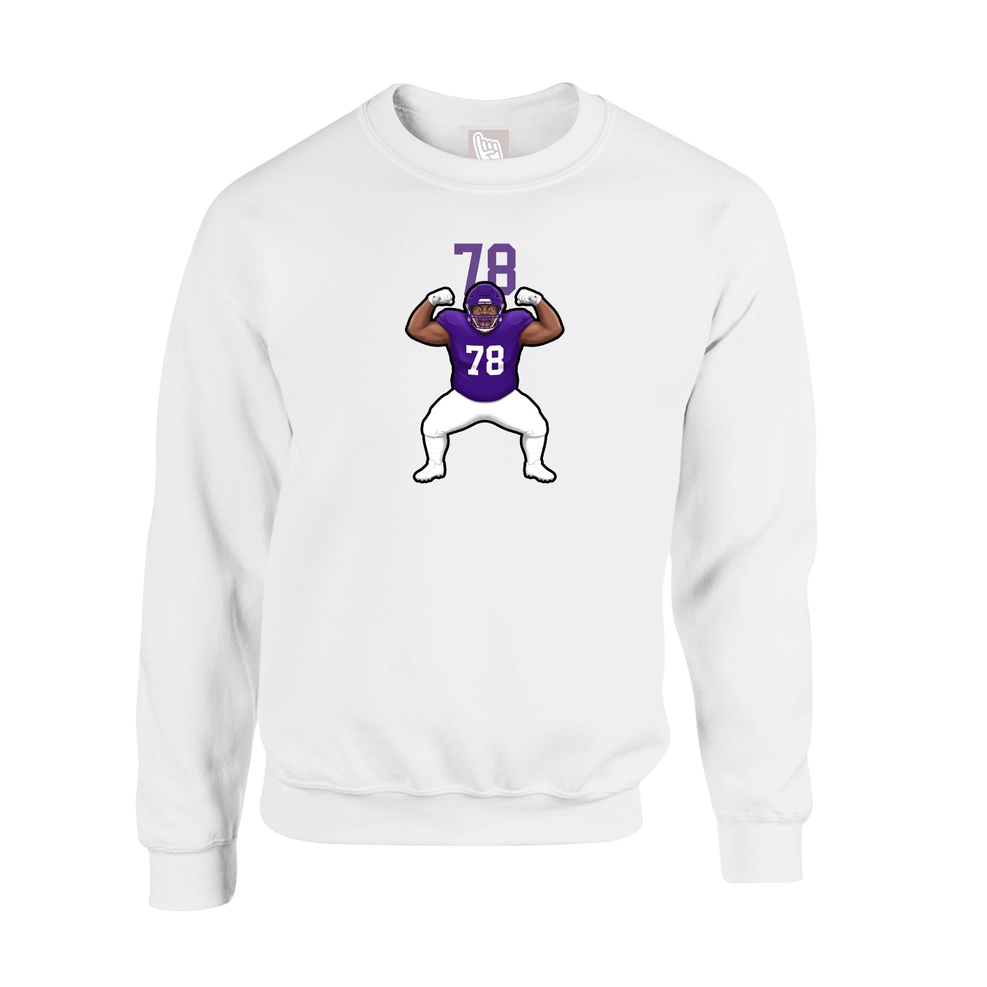 Fleece Crew — Number Top in White