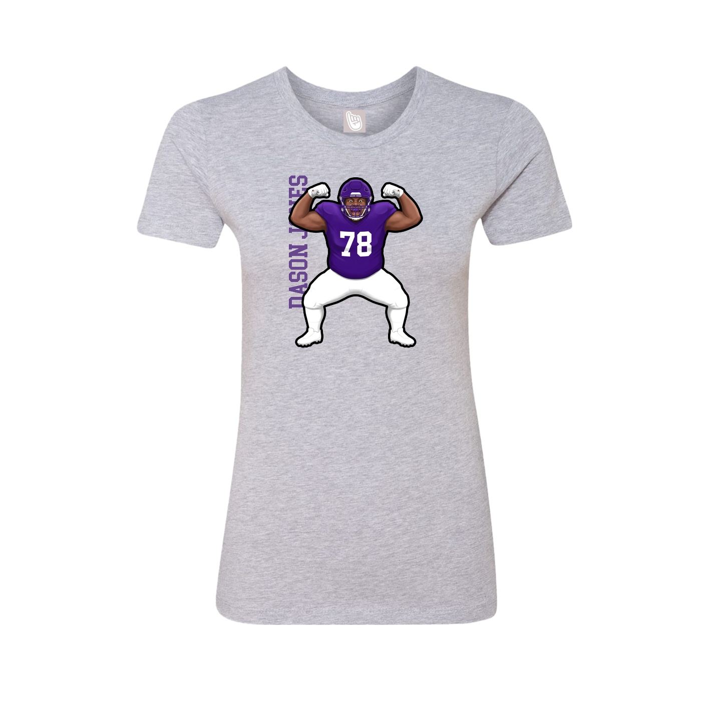 Fitted Women's Tee — Name Vertical in Grey