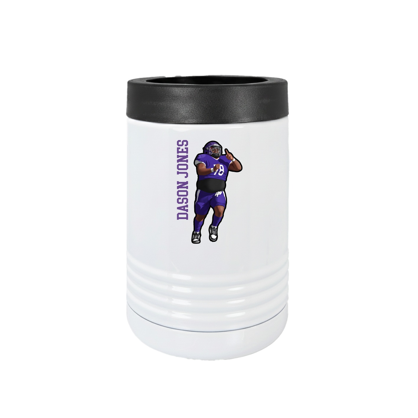 Beverage Holder — Name Vertical in White