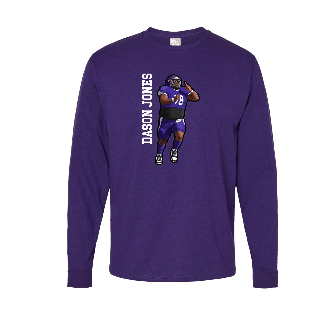 Long Sleeve Tee — Name Vertical in Purple