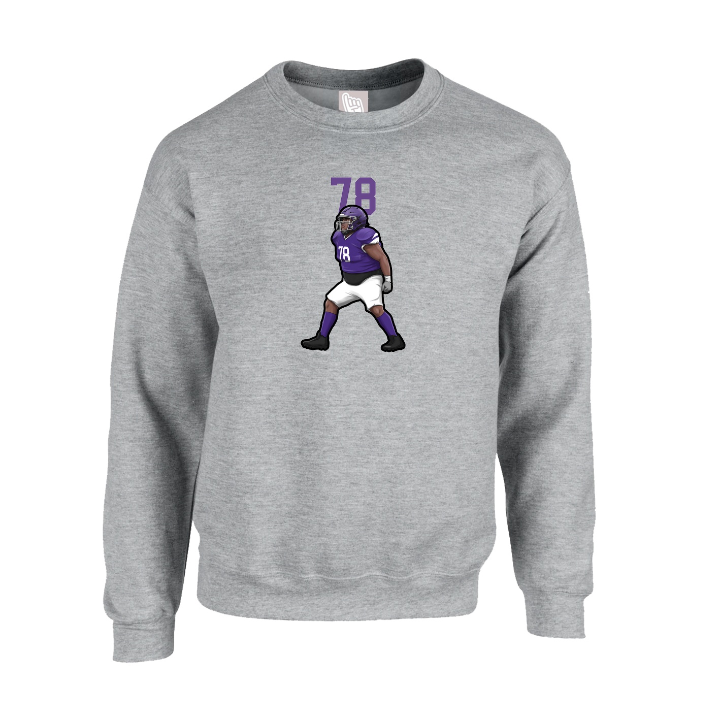 Fleece Crew — Number Top in Grey