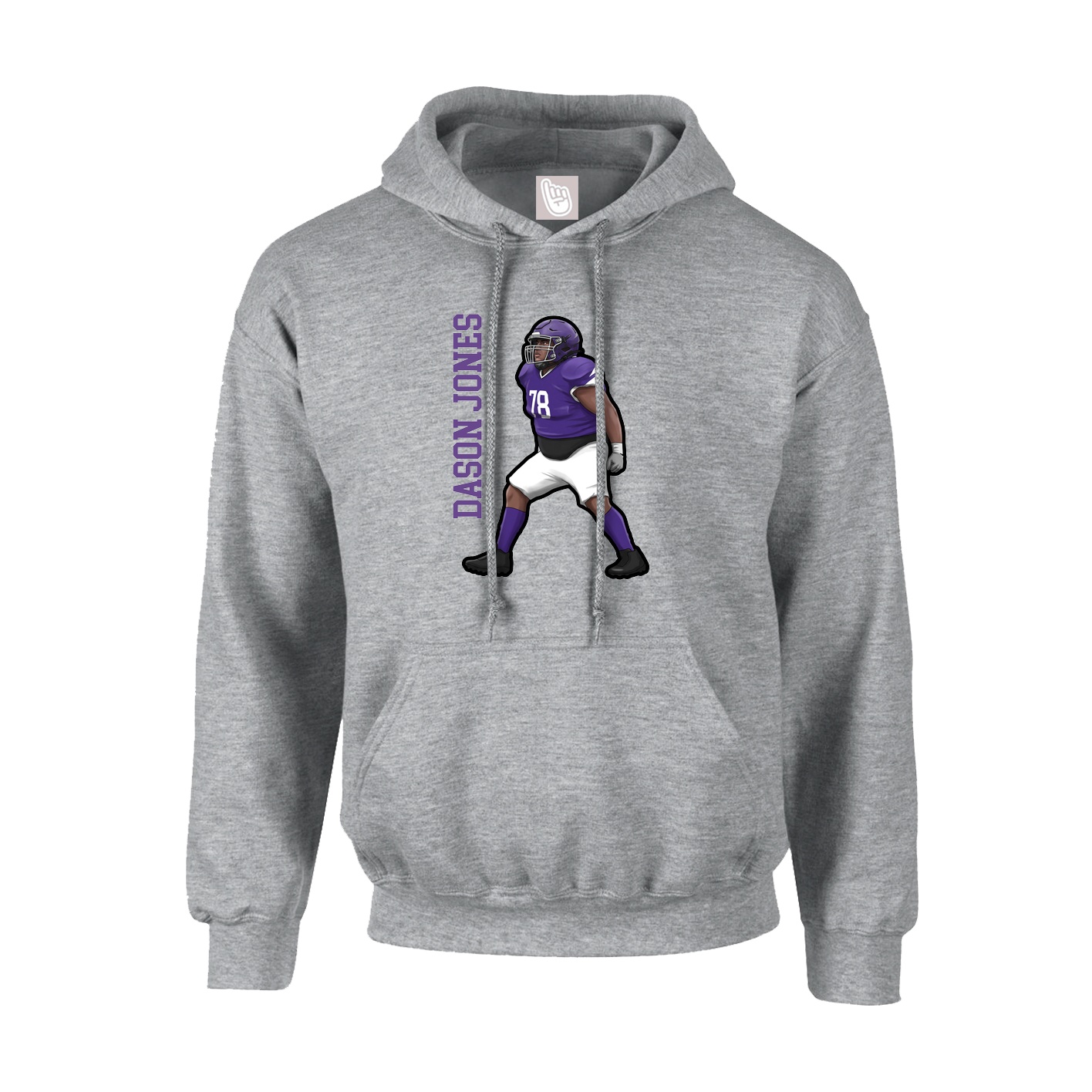 Youth Hoodie — Name Vertical in Grey