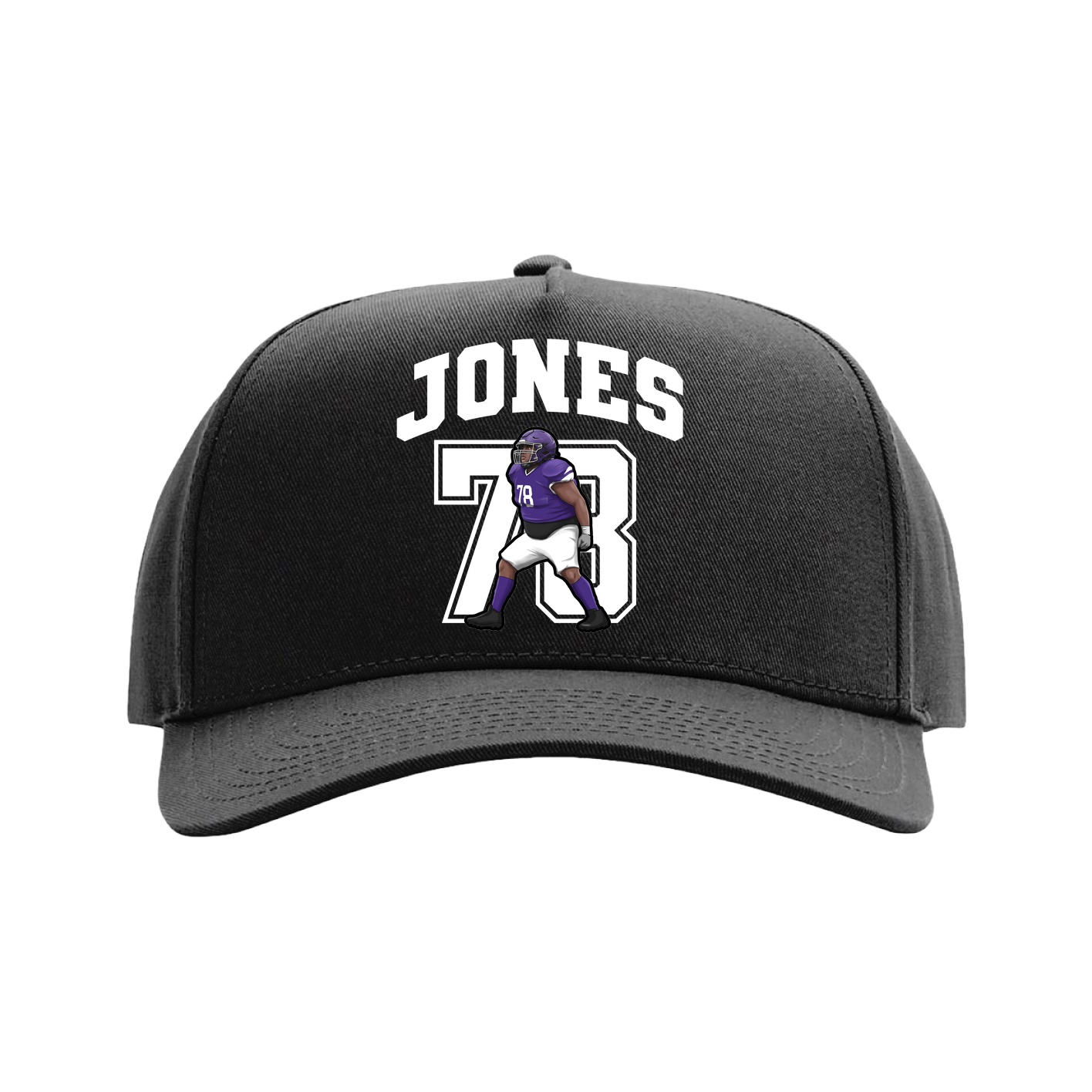 Full Fabric Five-Panel Champ Cap — Number in Black