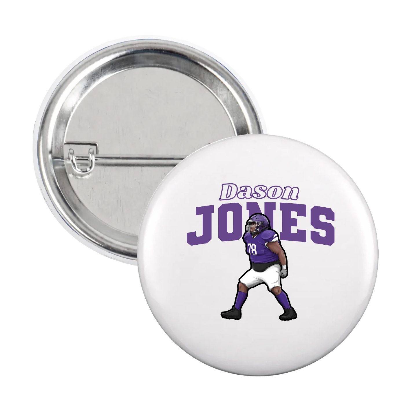 Game Day Button — Name Arch in White