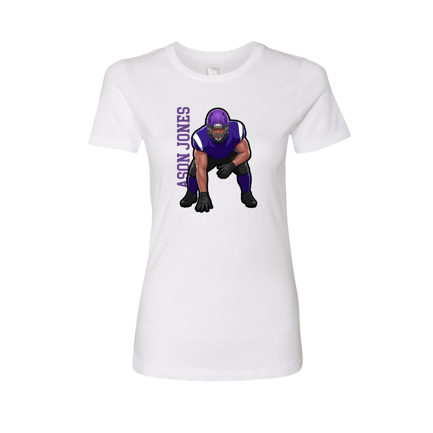 Fitted Women's Tee — Name Vertical in White