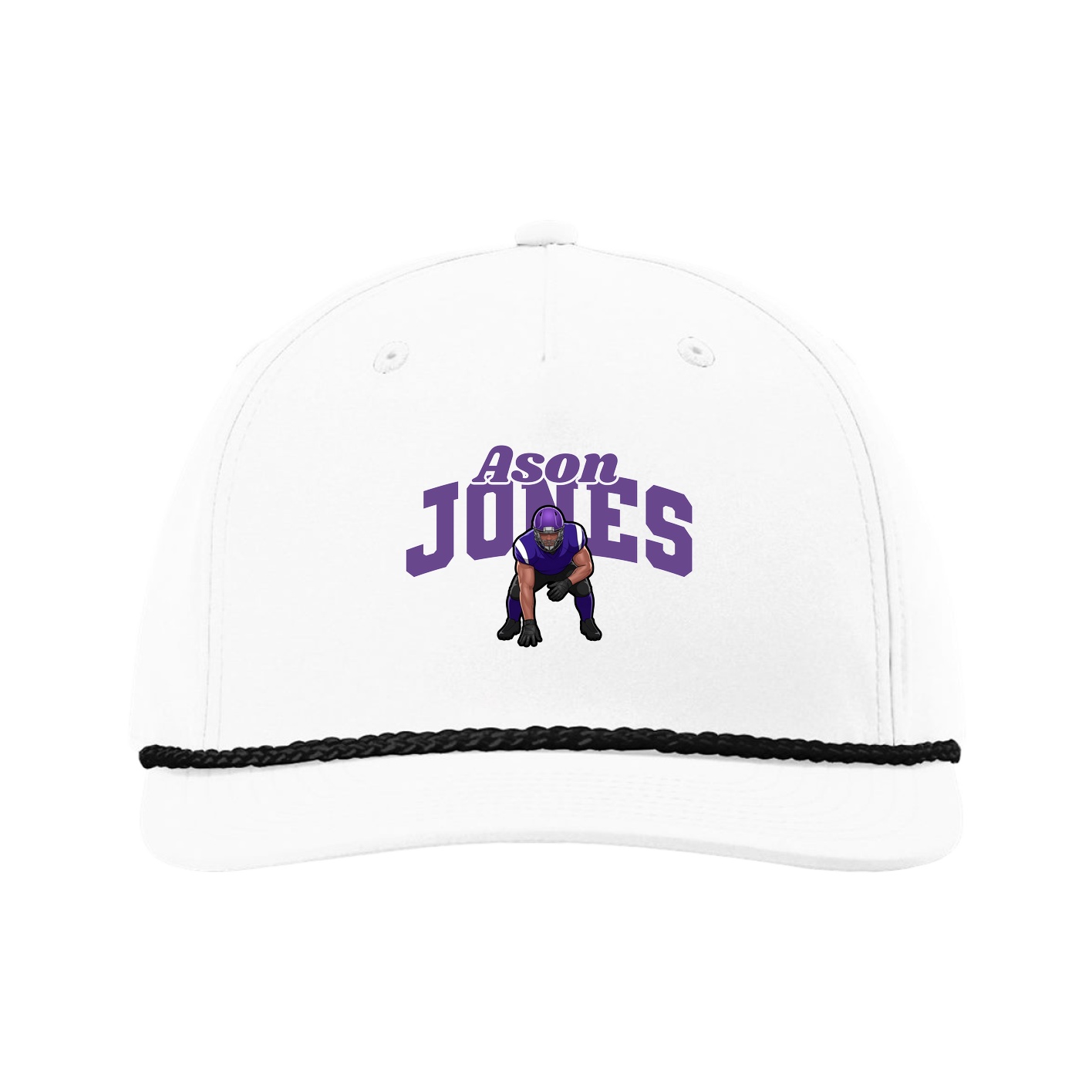 Five-Panel Classic Rope Cap — Signature Arch in White