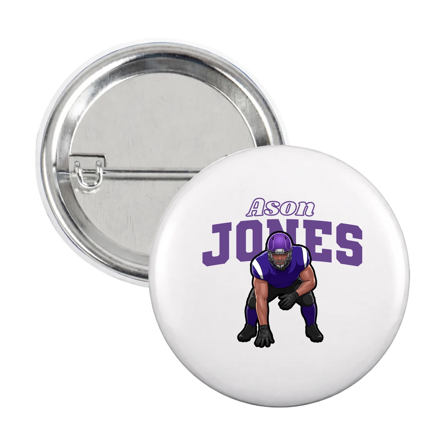 Game Day Button — Name Arch in White