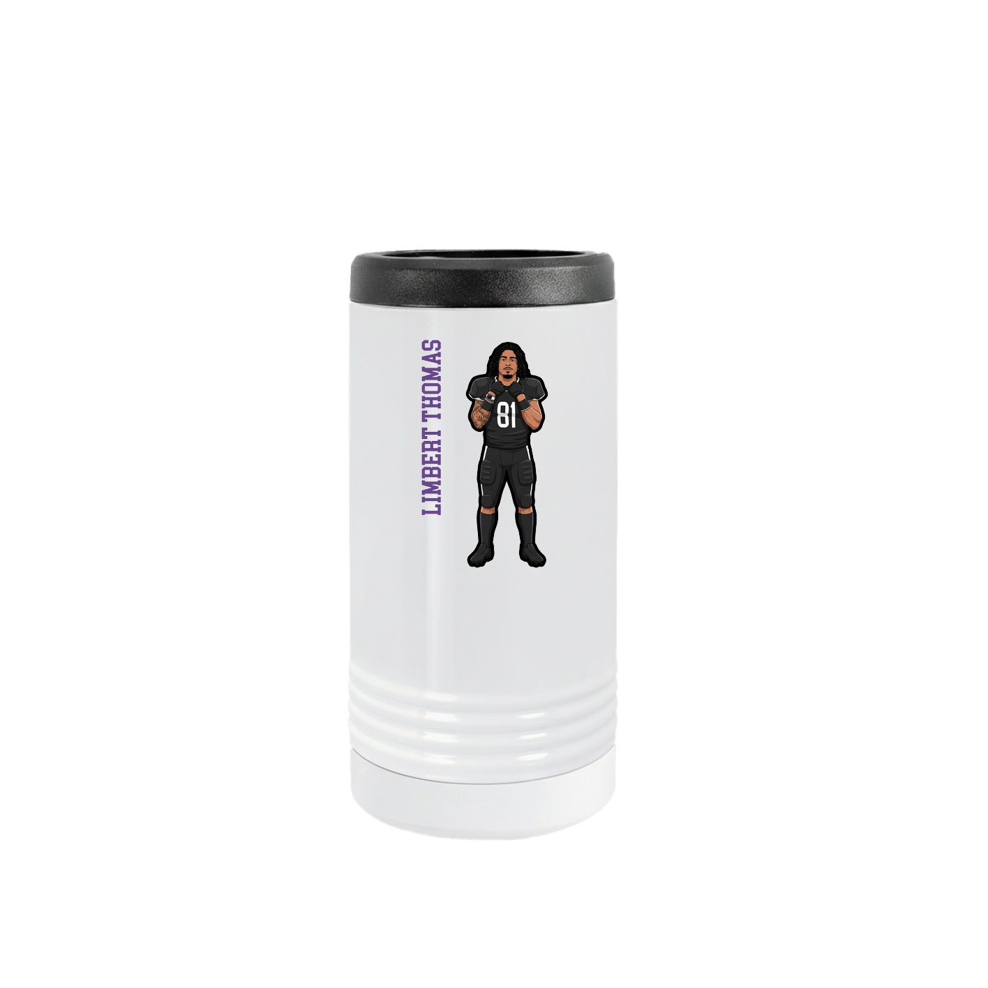 Slim Beverage Holder — Name Vertical in White
