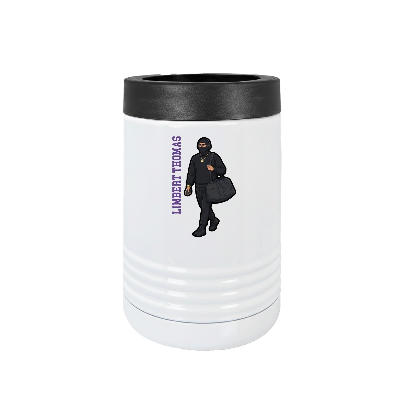 Beverage Holder — Name Vertical in White