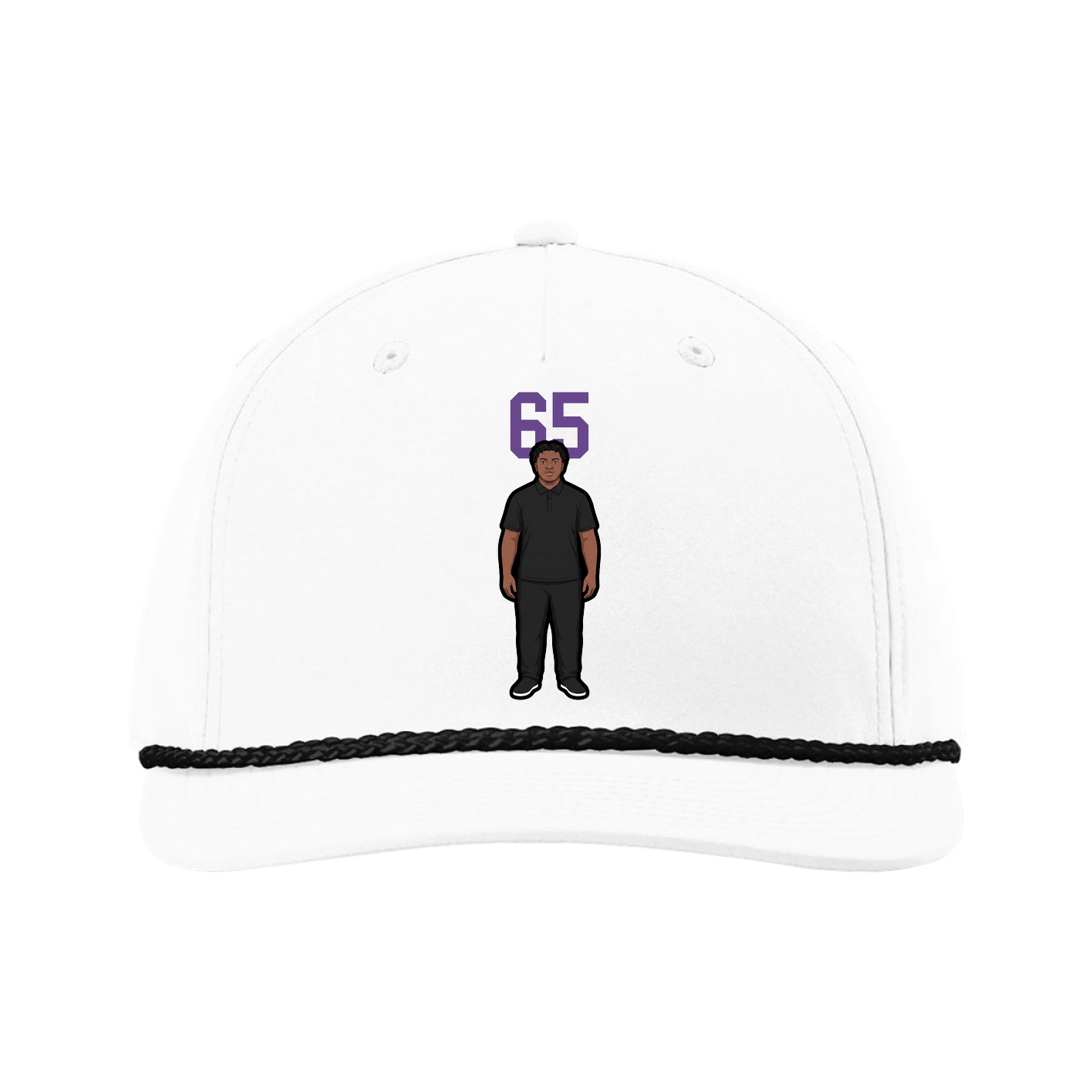 Five-Panel Classic Rope Cap — Number Top in White