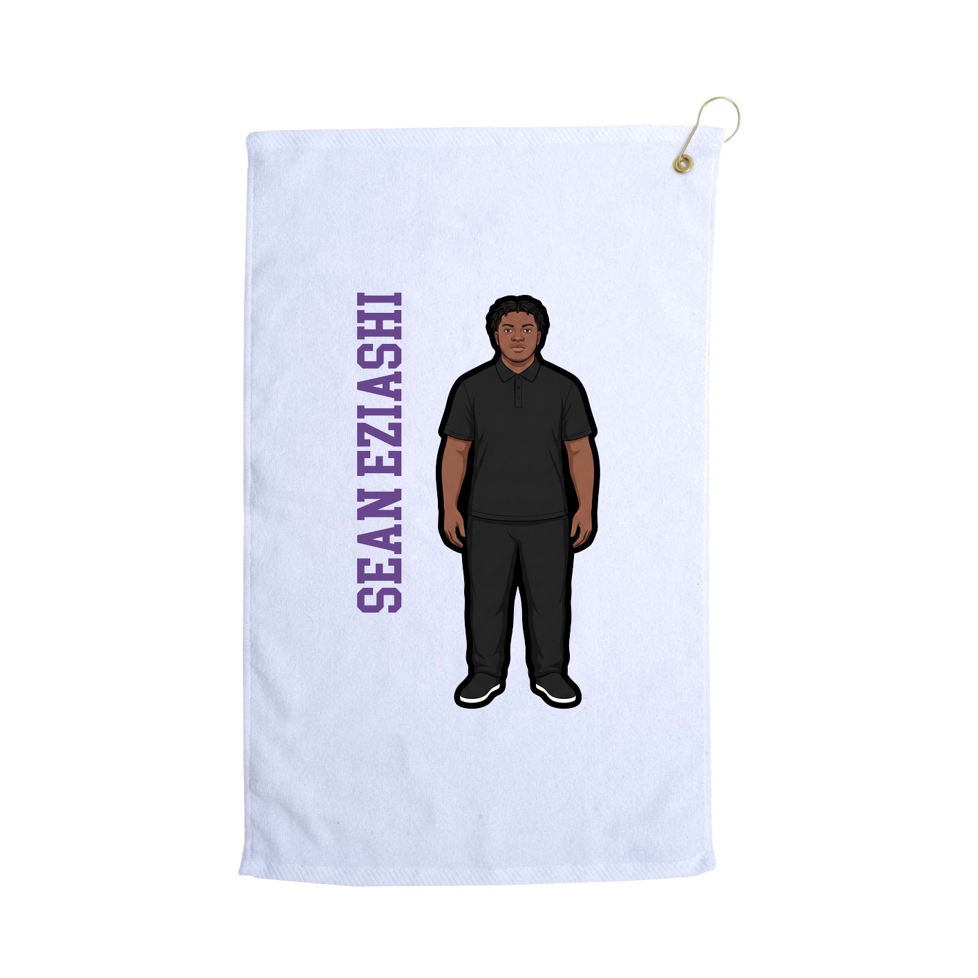 Golf Towel — Name Vertical in White