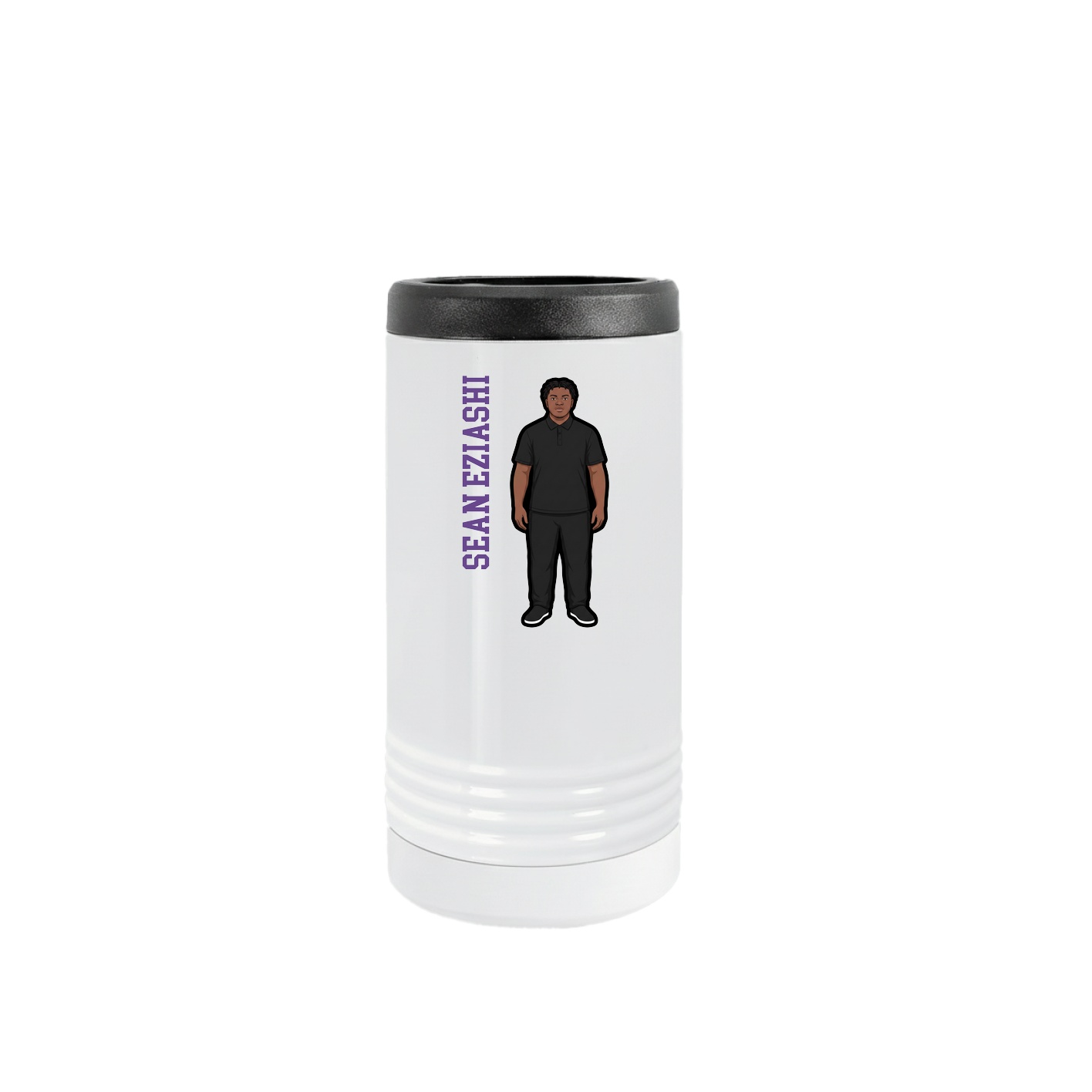 Slim Beverage Holder — Name Vertical in White