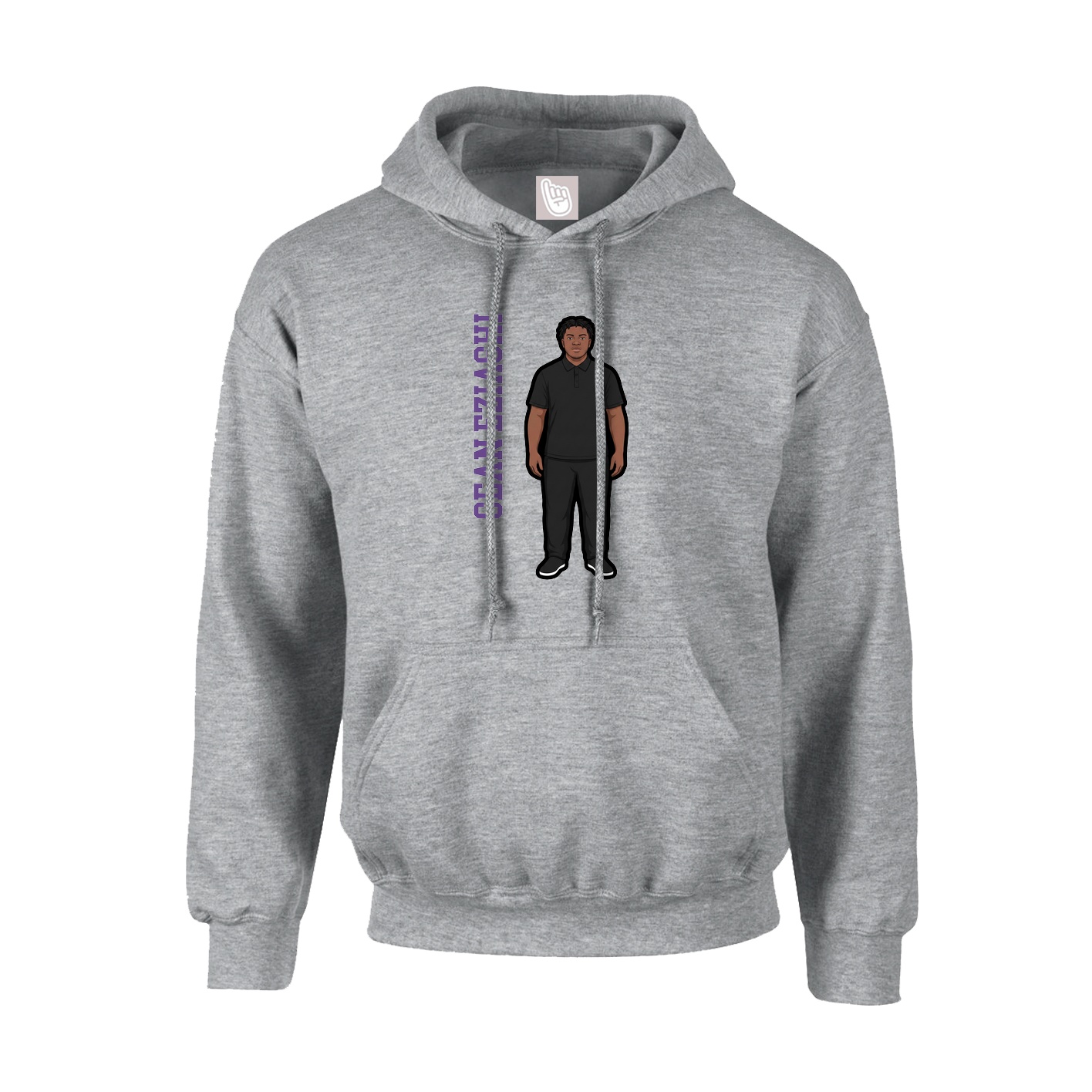 Hoodie — Name Vertical in Grey