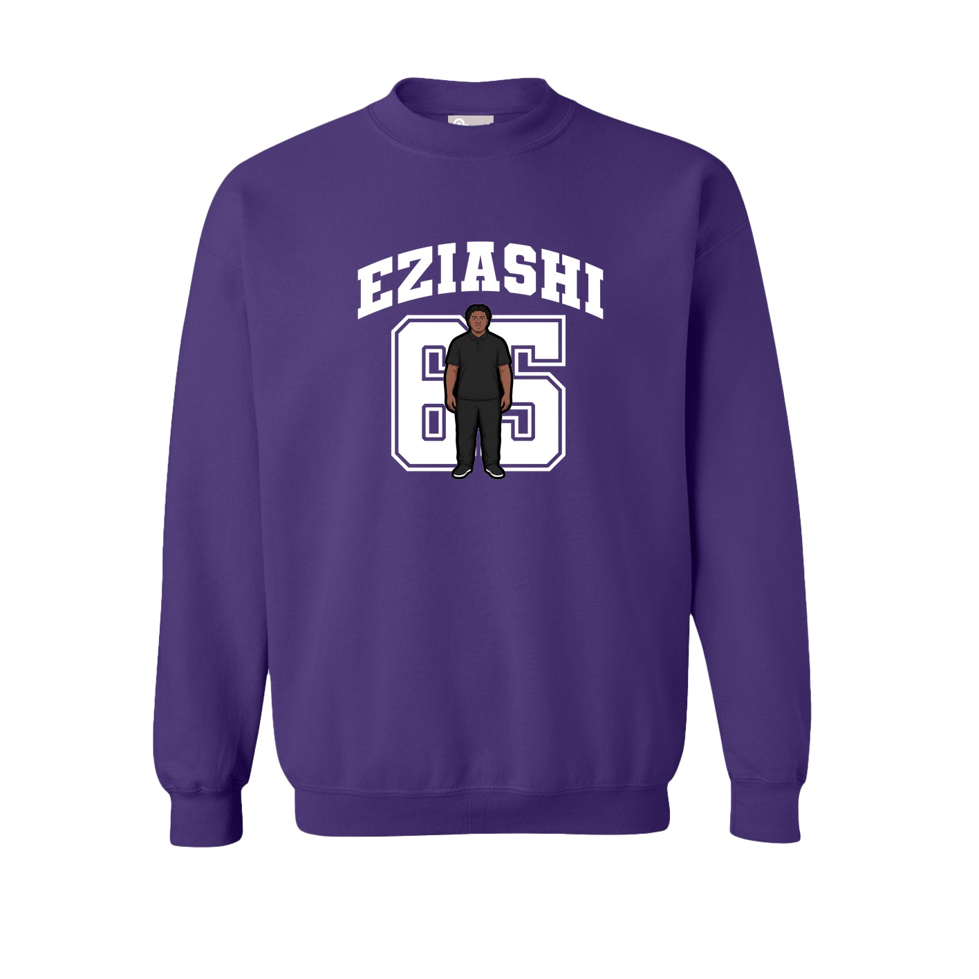 Fleece Crew — Number in Purple