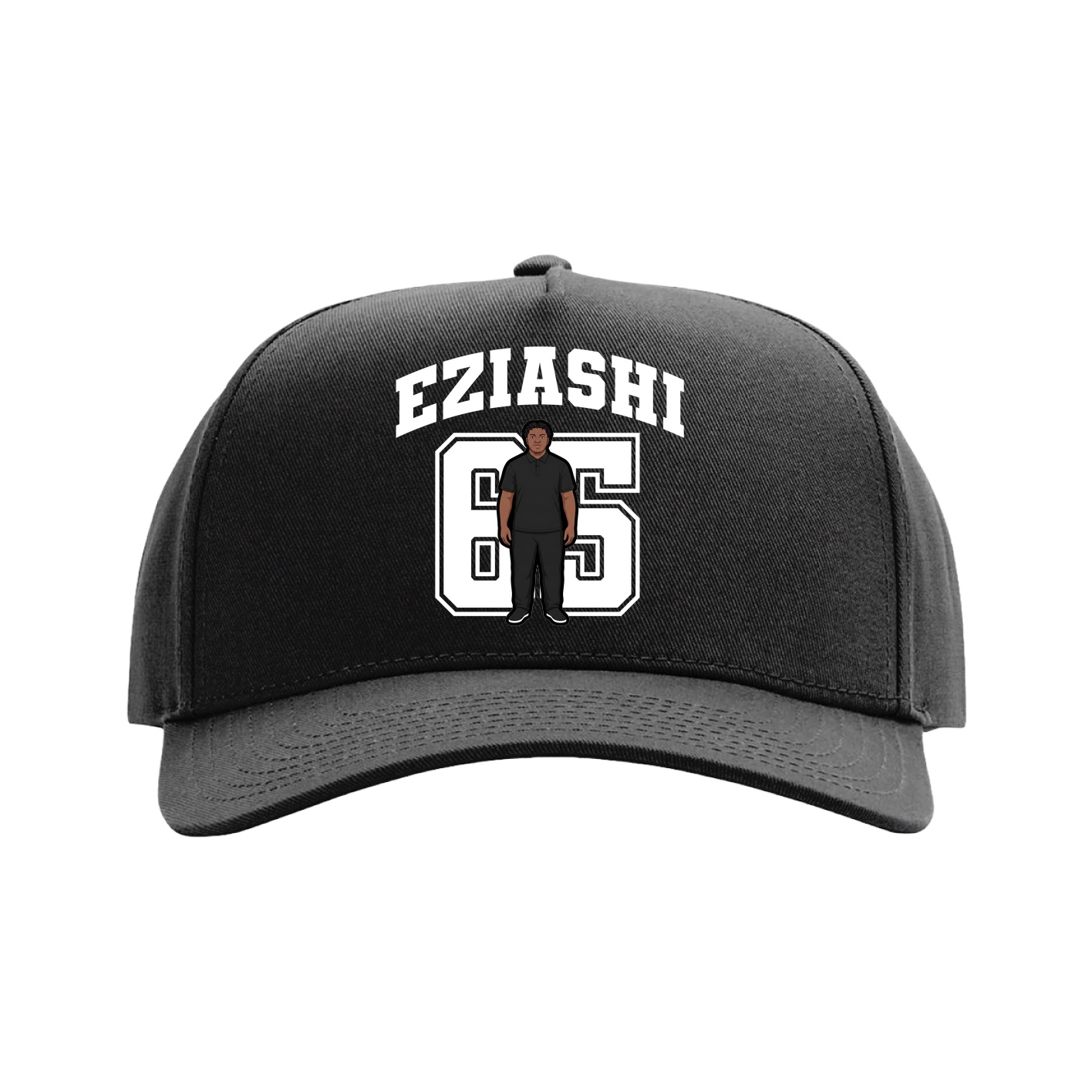 Full Fabric Five-Panel Champ Cap — Number in Black