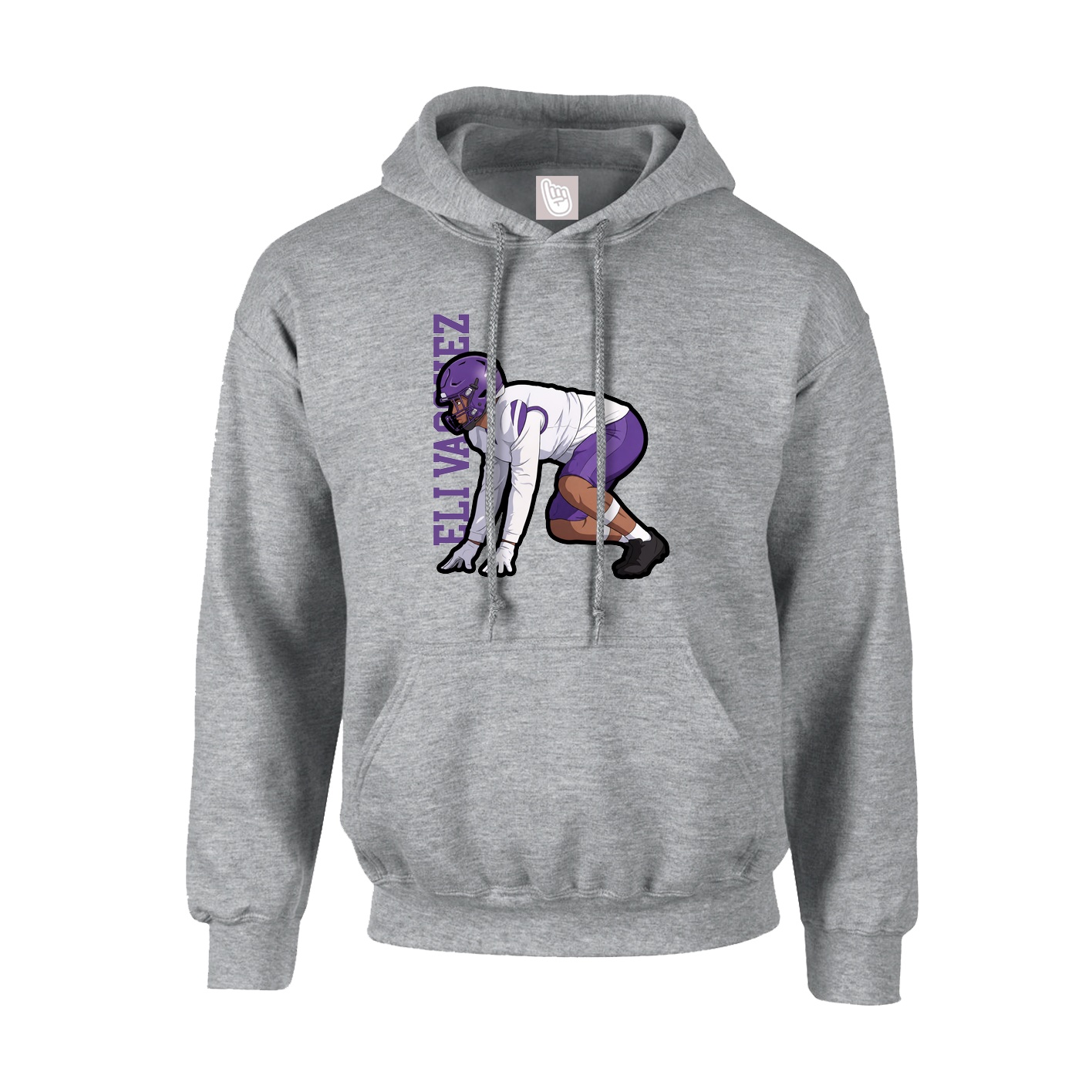 Youth Hoodie — Name Vertical in Grey