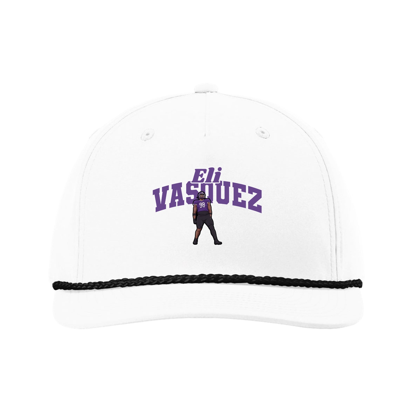 Five-Panel Classic Rope Cap — Signature Arch in White