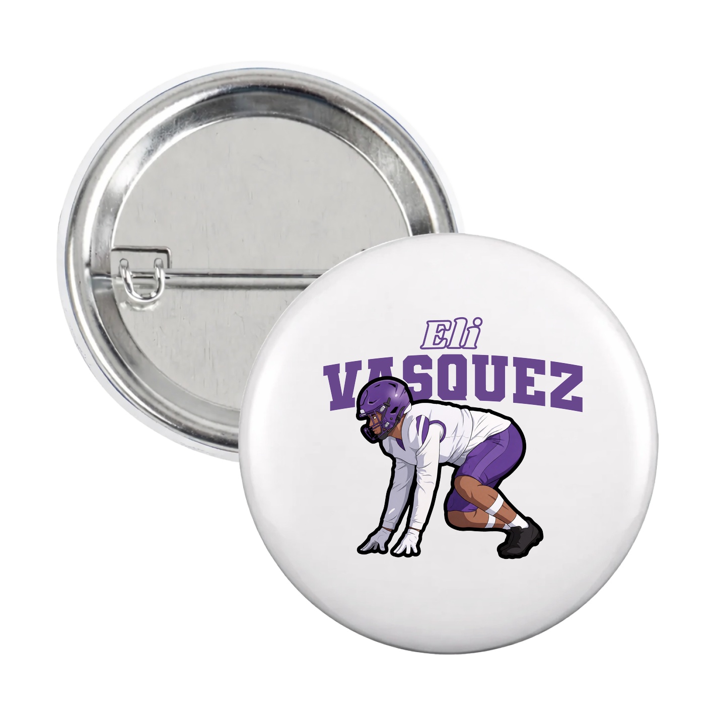 Game Day Button — Name Arch in White