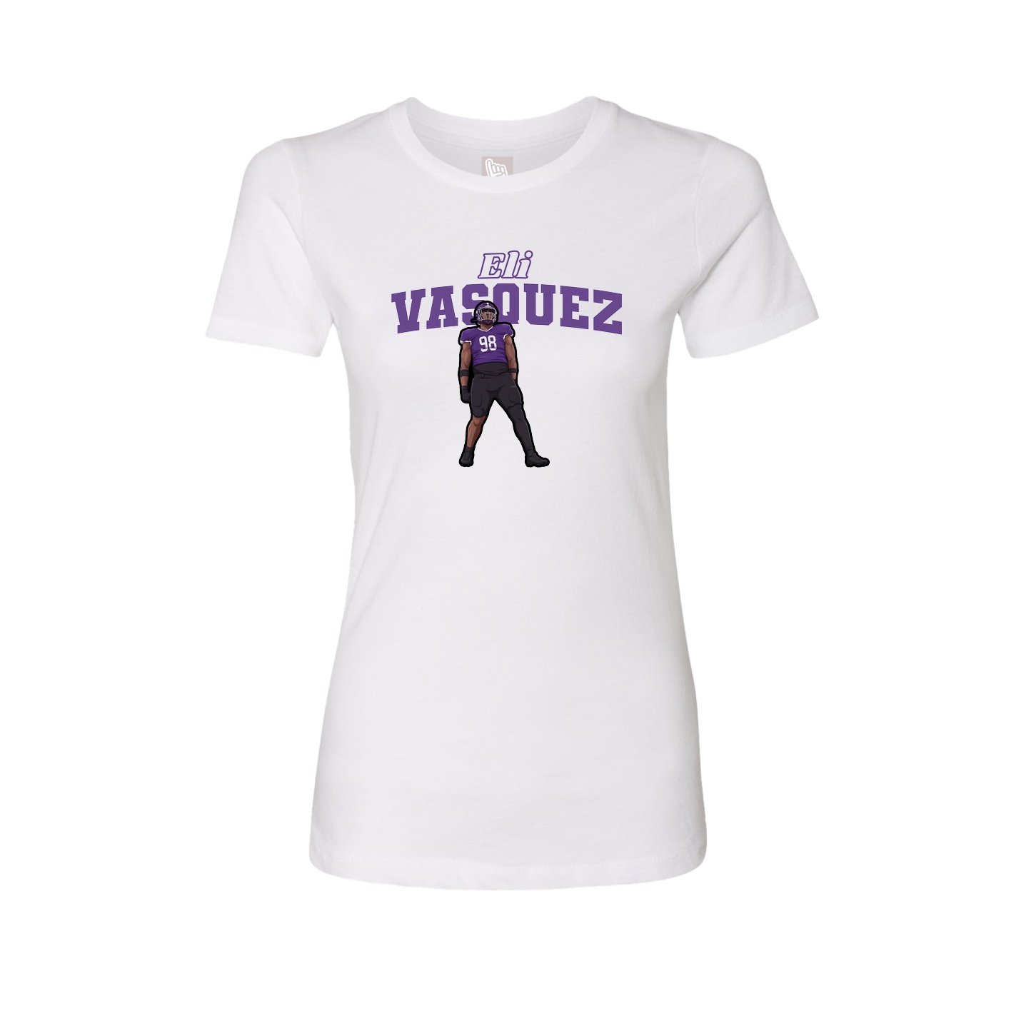 Fitted Women's Tee — Name Arch in White