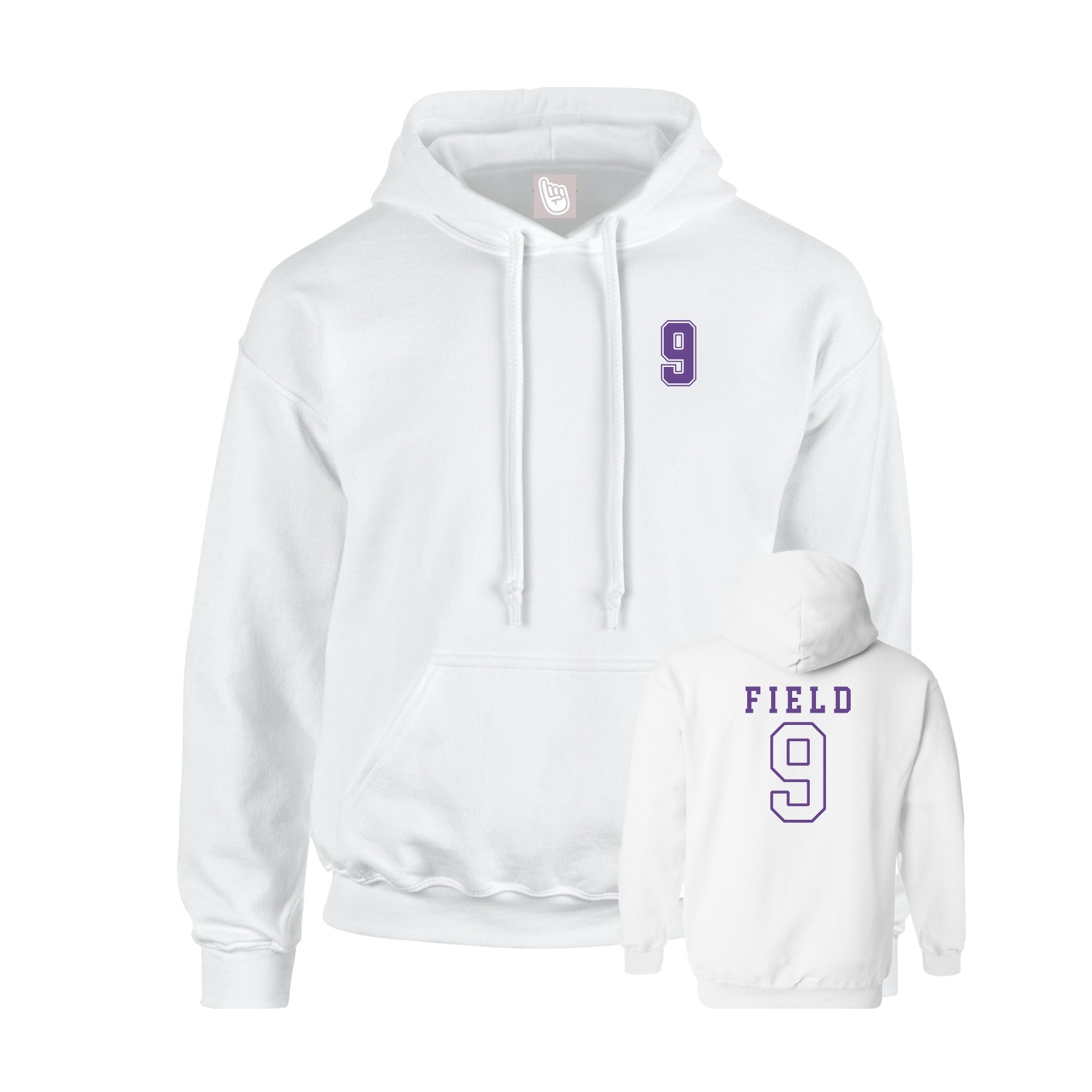 Youth Hoodie — Chest Back in White