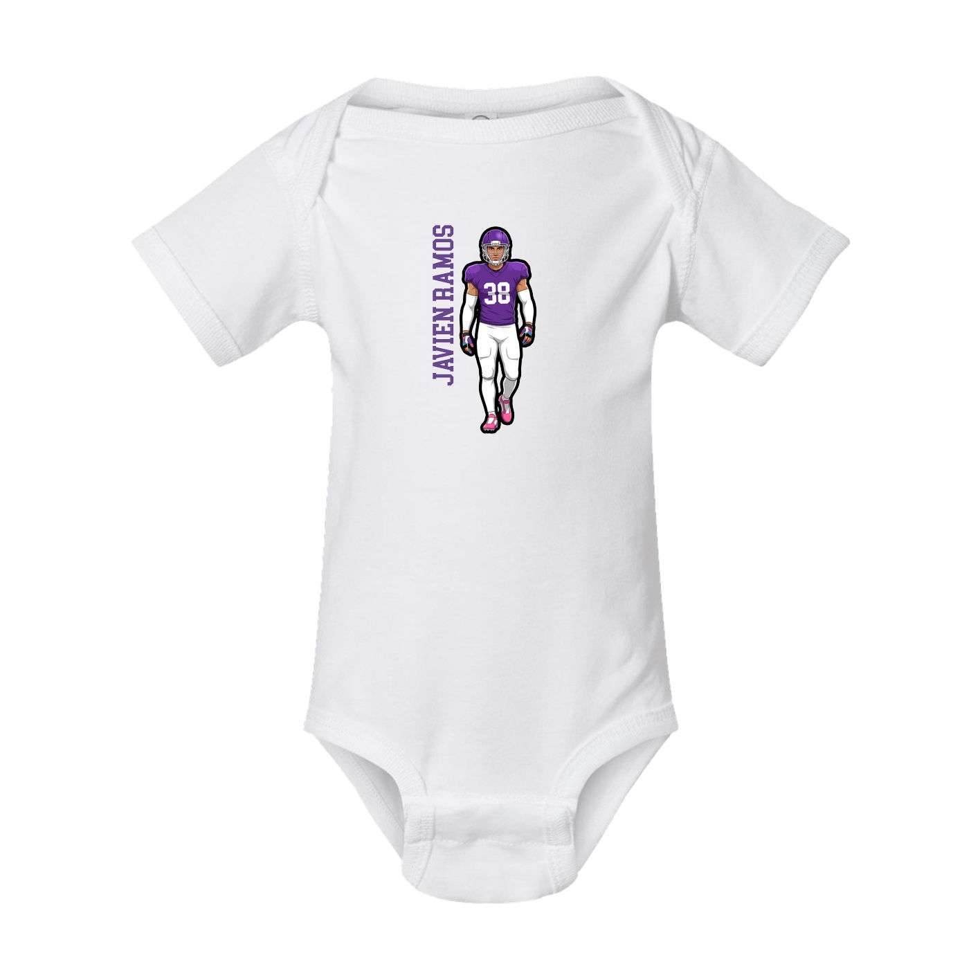 Baby Onesie — Name Vertical in White