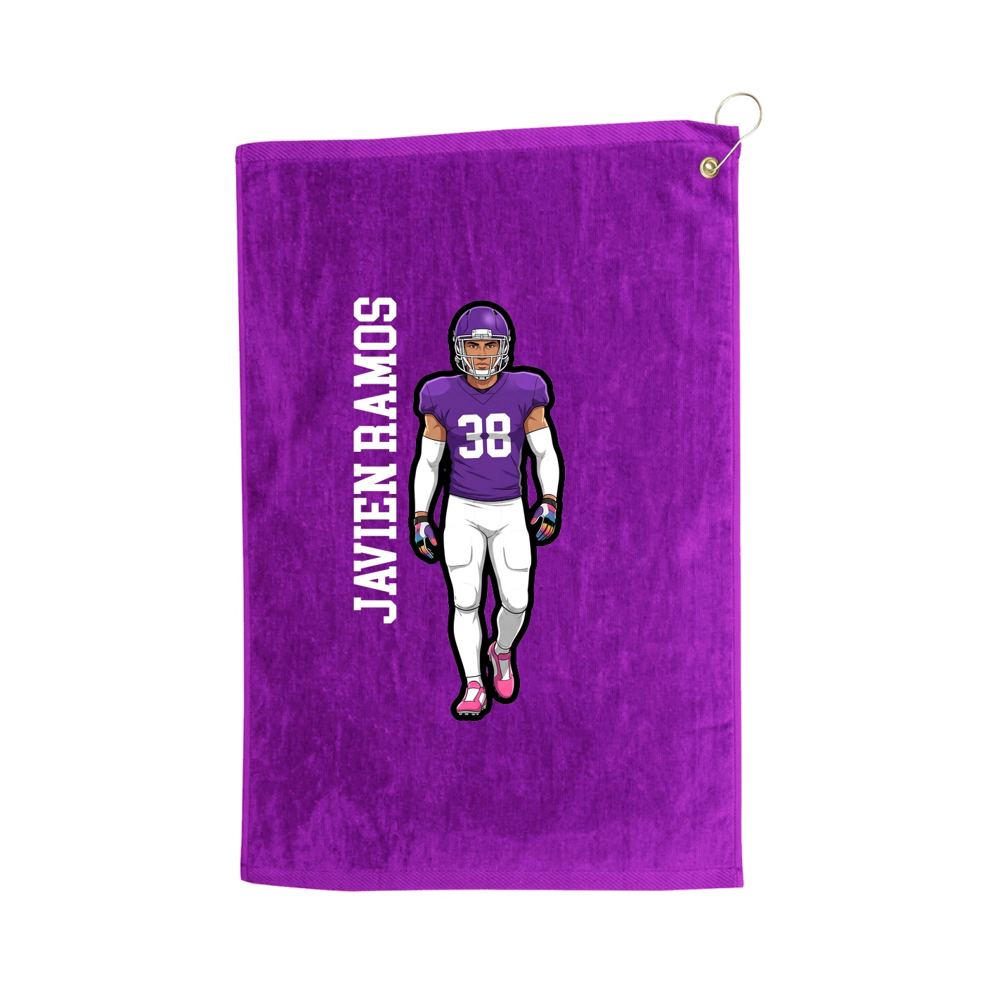 Golf Towel — Name Vertical in Purple