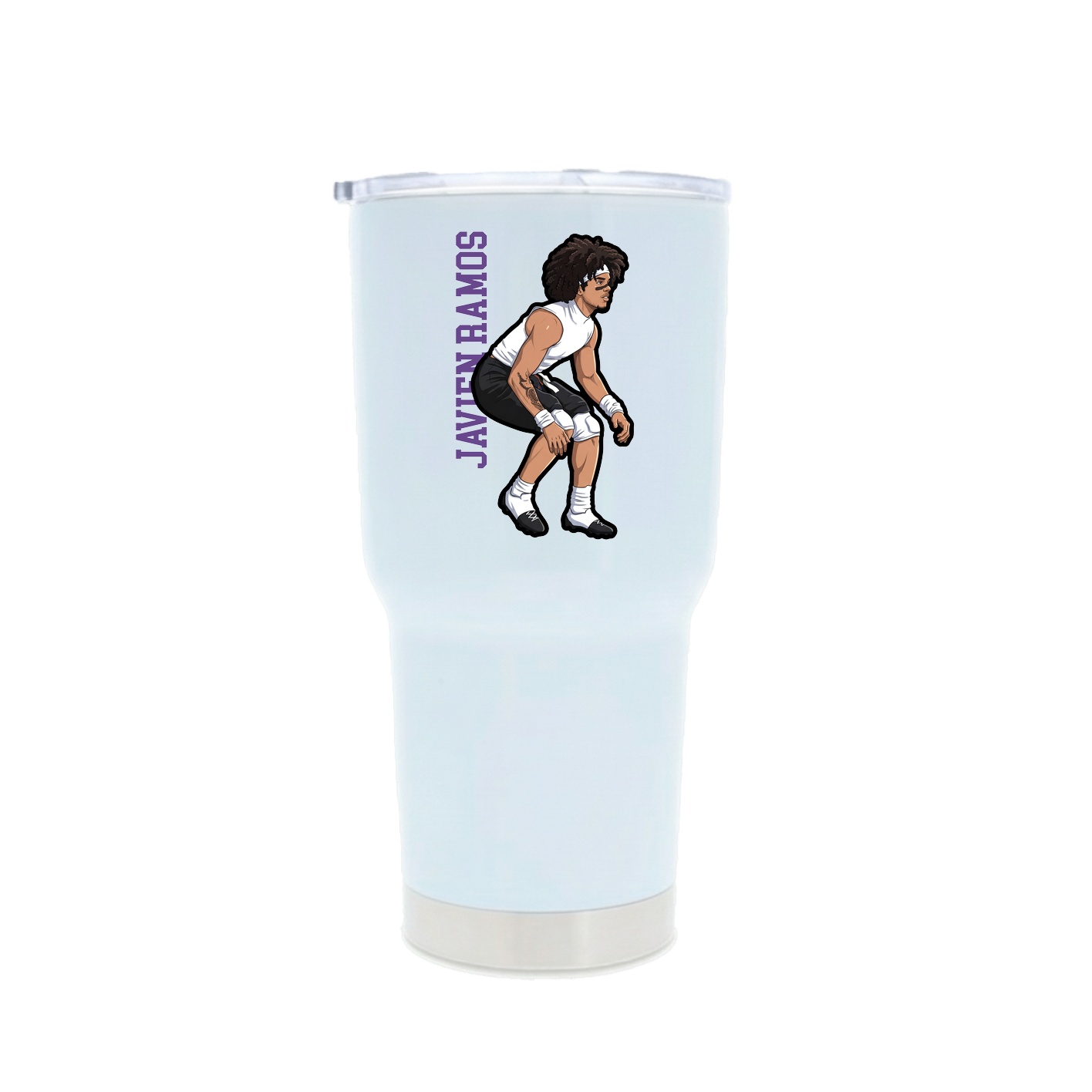30oz Stainless Steel Tumbler — Name Vertical in White