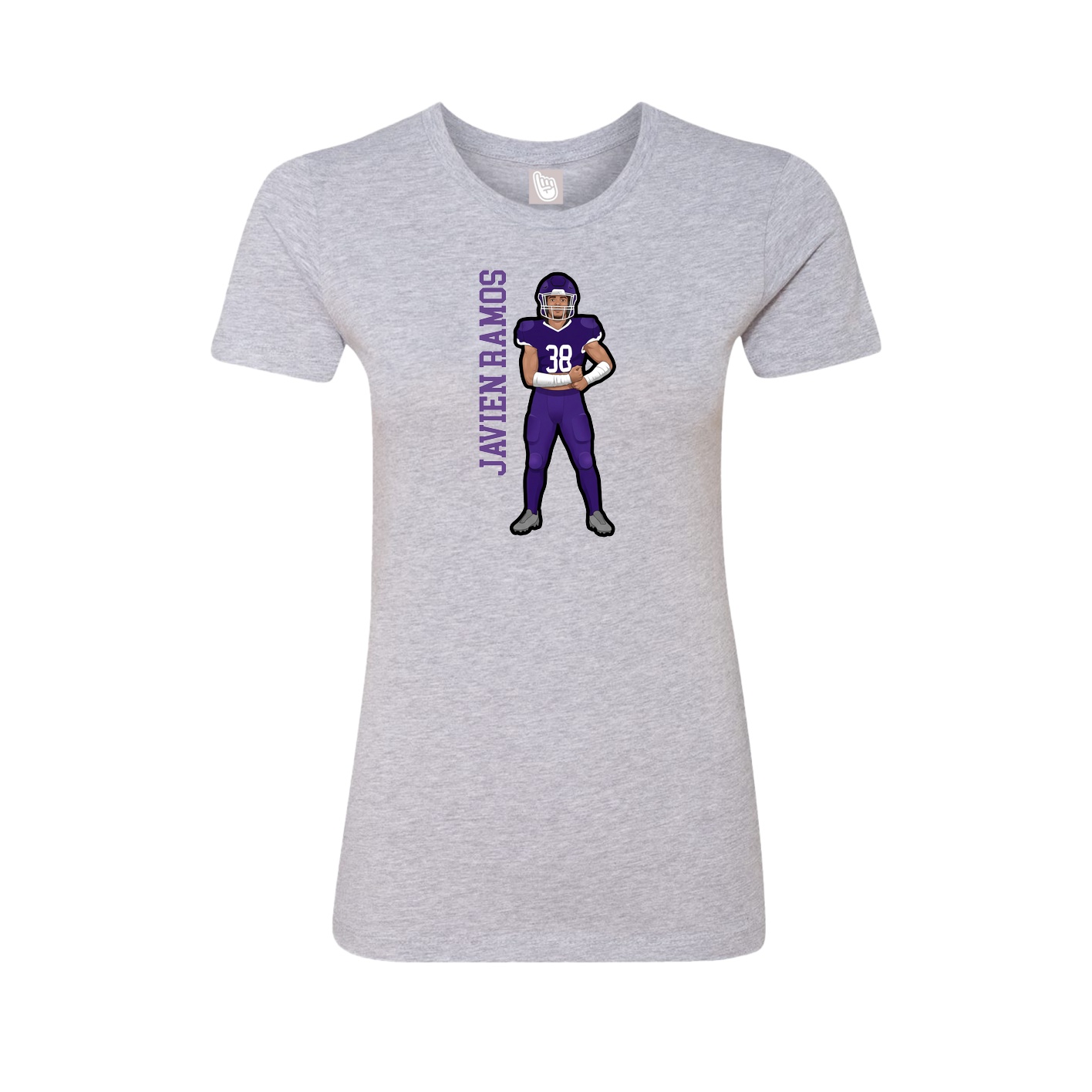 Fitted Women's Tee — Name Vertical in Grey