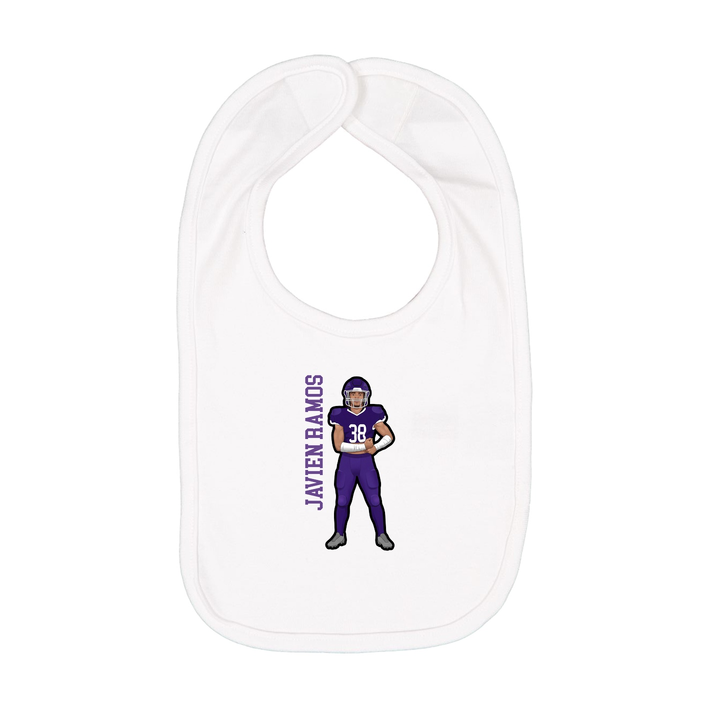 Infant Bib — Name Vertical in White