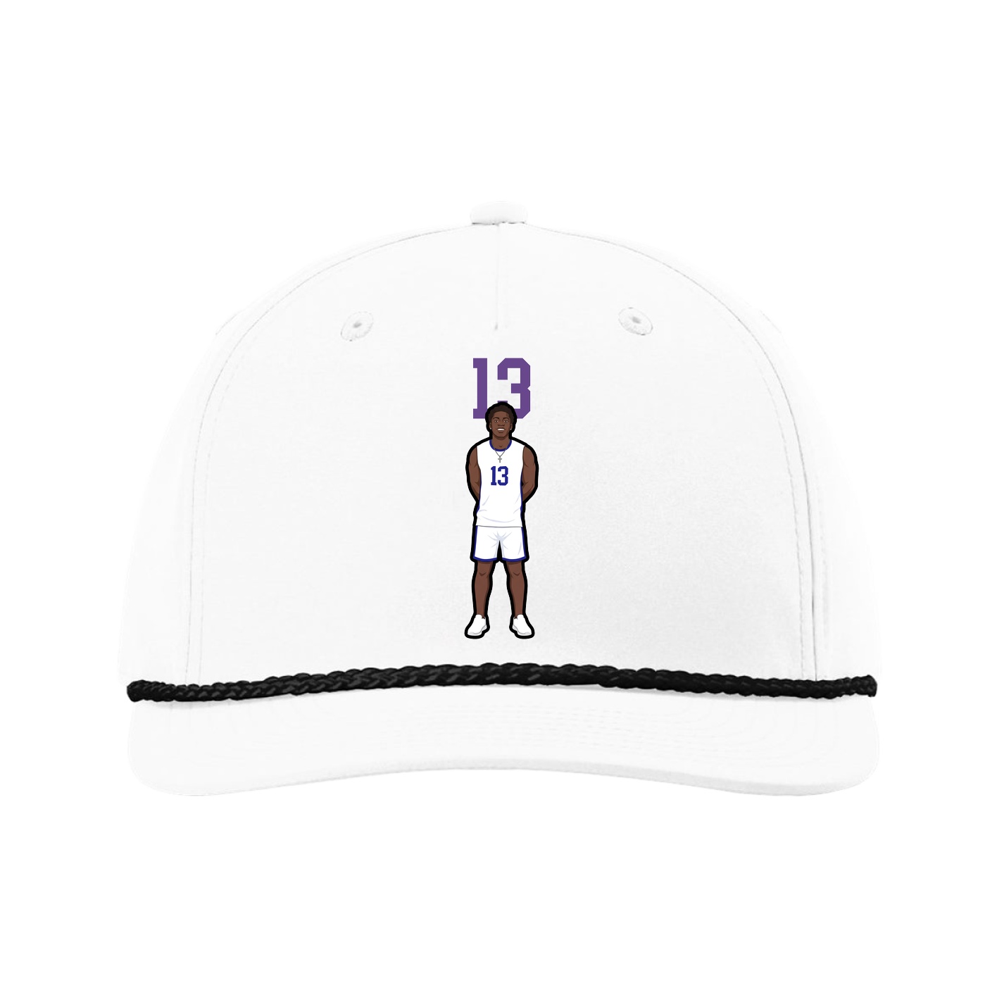 Five-Panel Classic Rope Cap — Number Top in White