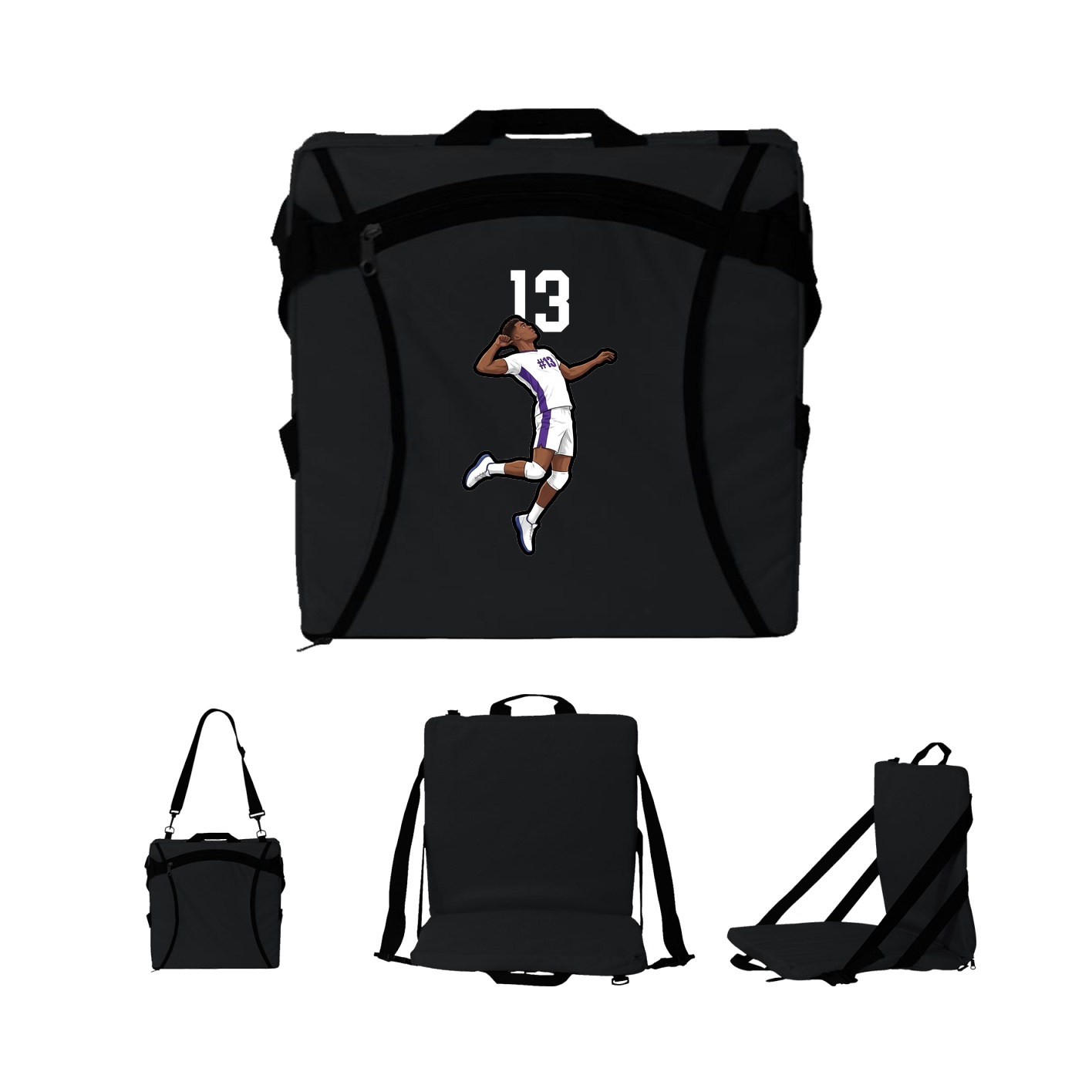 Folding Stadium Seat — Number Top in Black