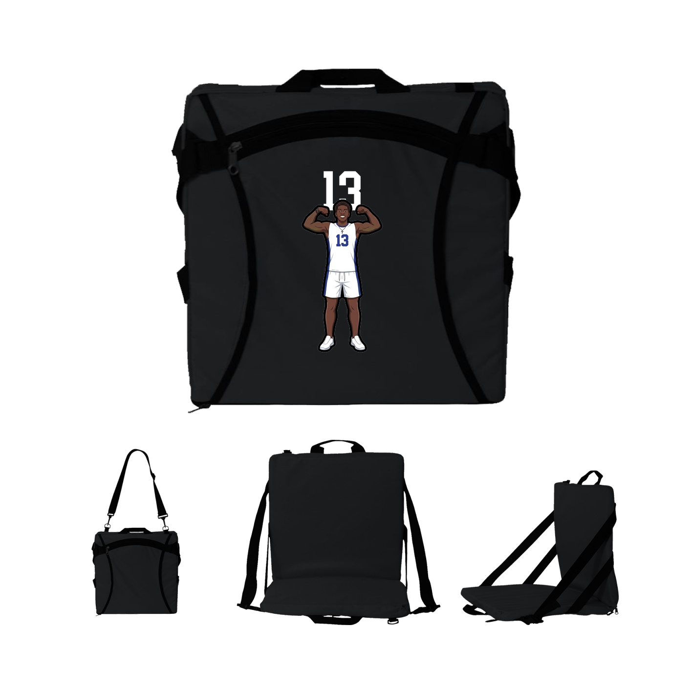 Folding Stadium Seat — Number Top in Black