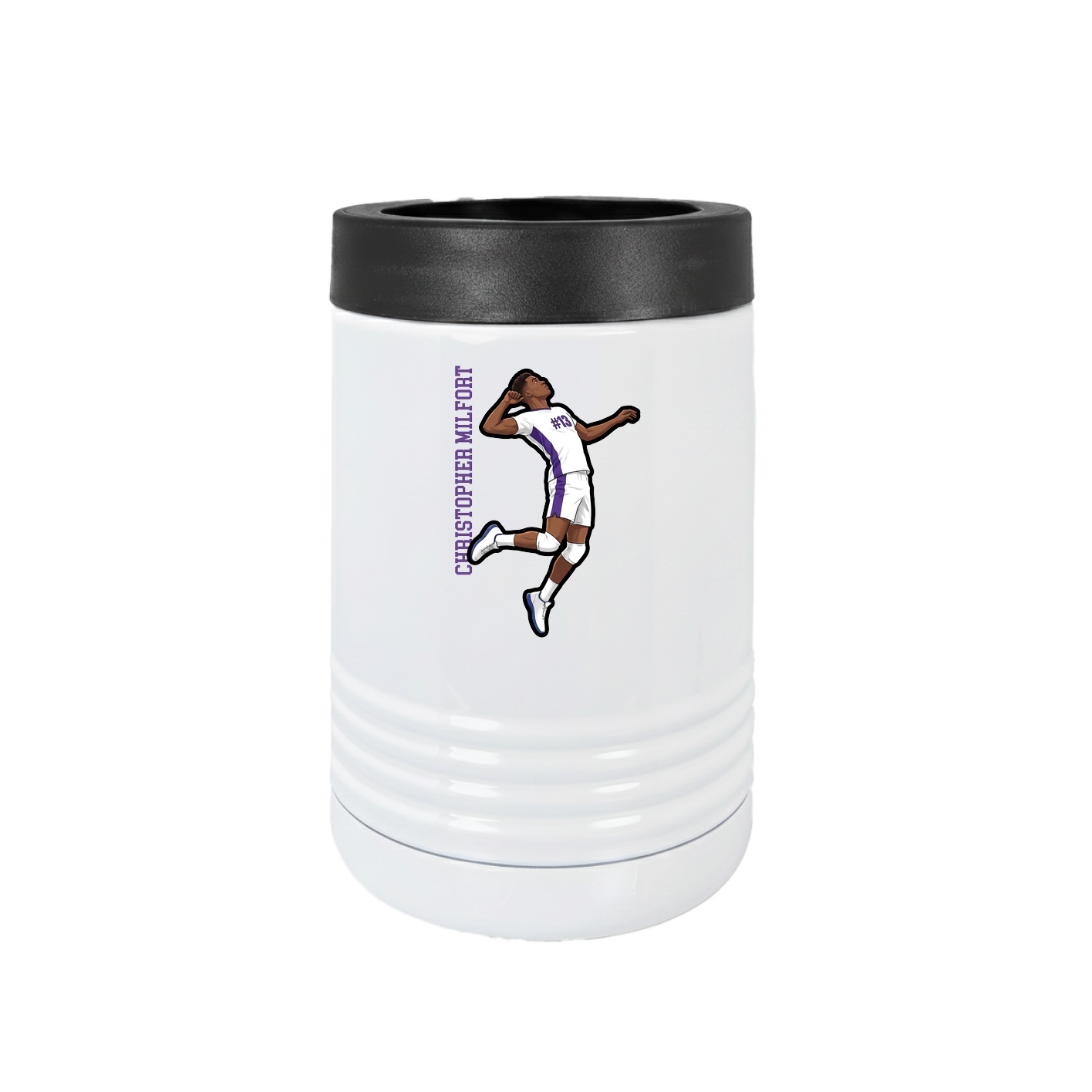 Beverage Holder — Name Vertical in White