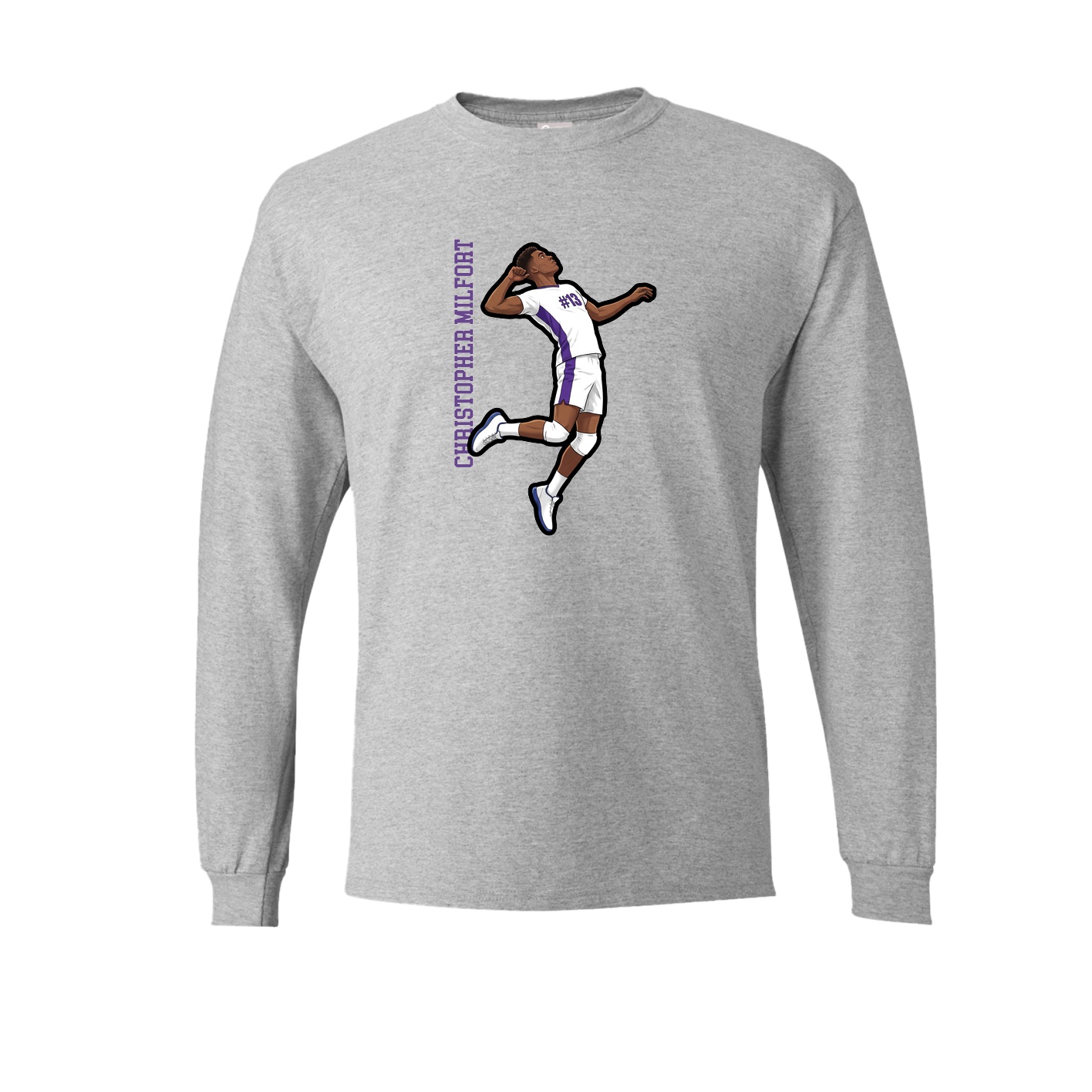 Long Sleeve Tee — Name Vertical in Grey