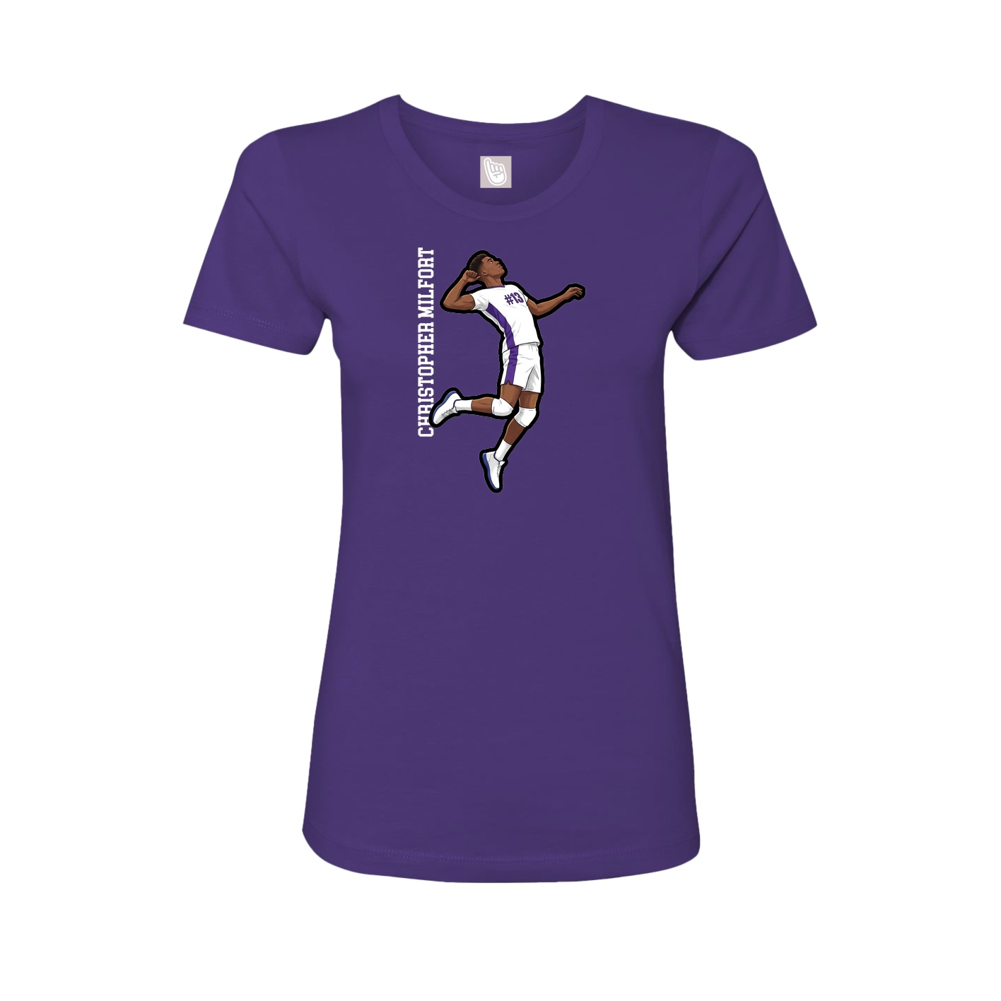 Fitted Women's Tee — Name Vertical in Purple