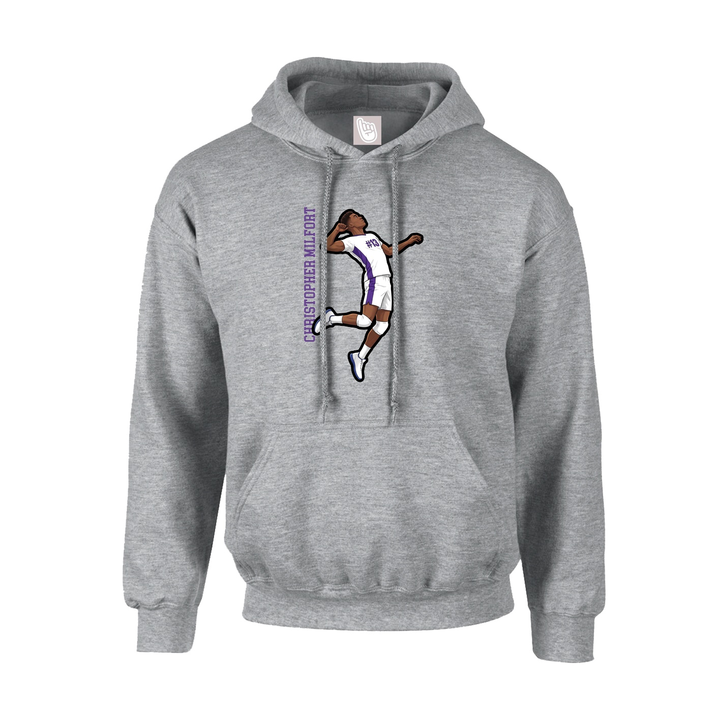 Hoodie — Name Vertical in Grey