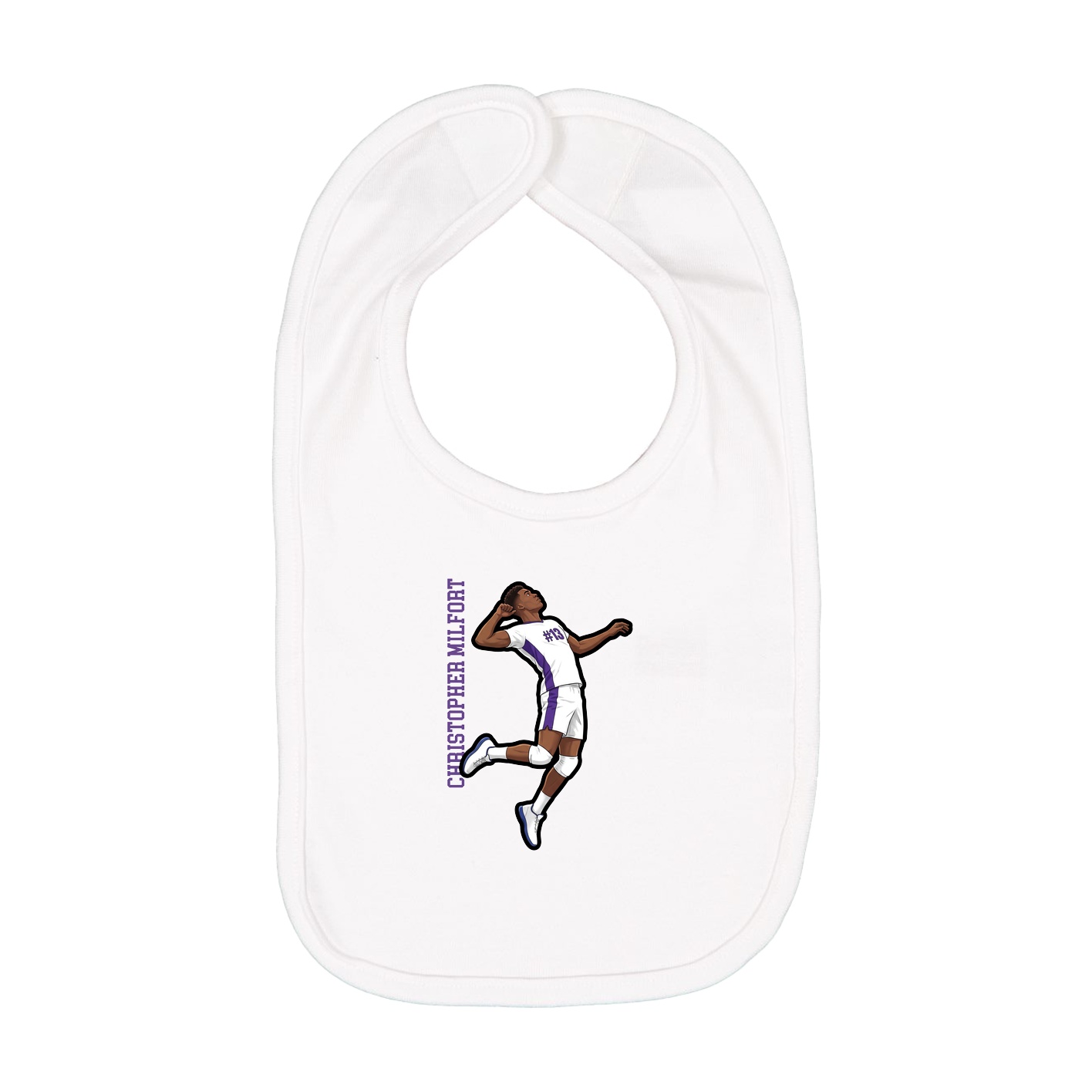 Infant Bib — Name Vertical in White
