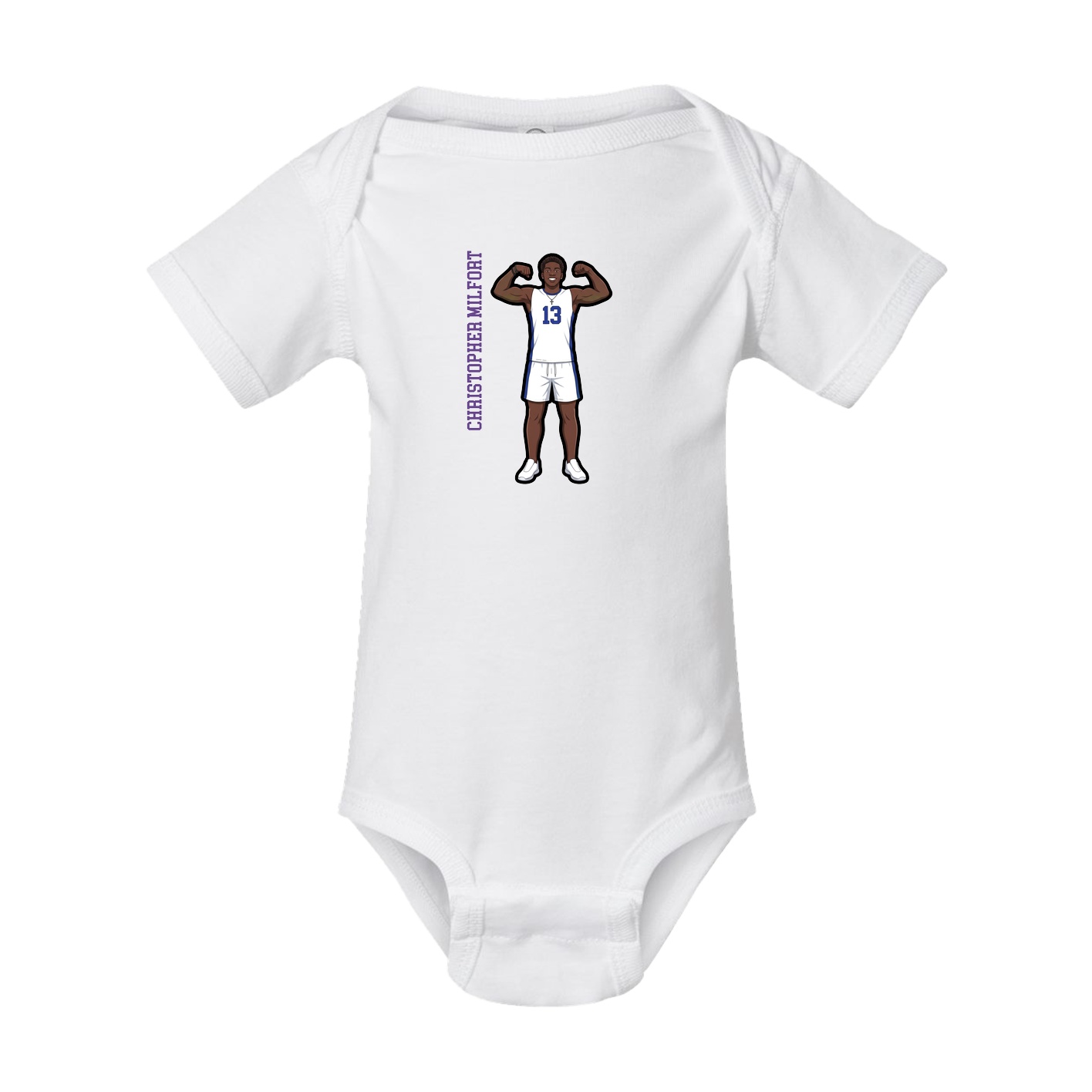 Baby Onesie — Name Vertical in White