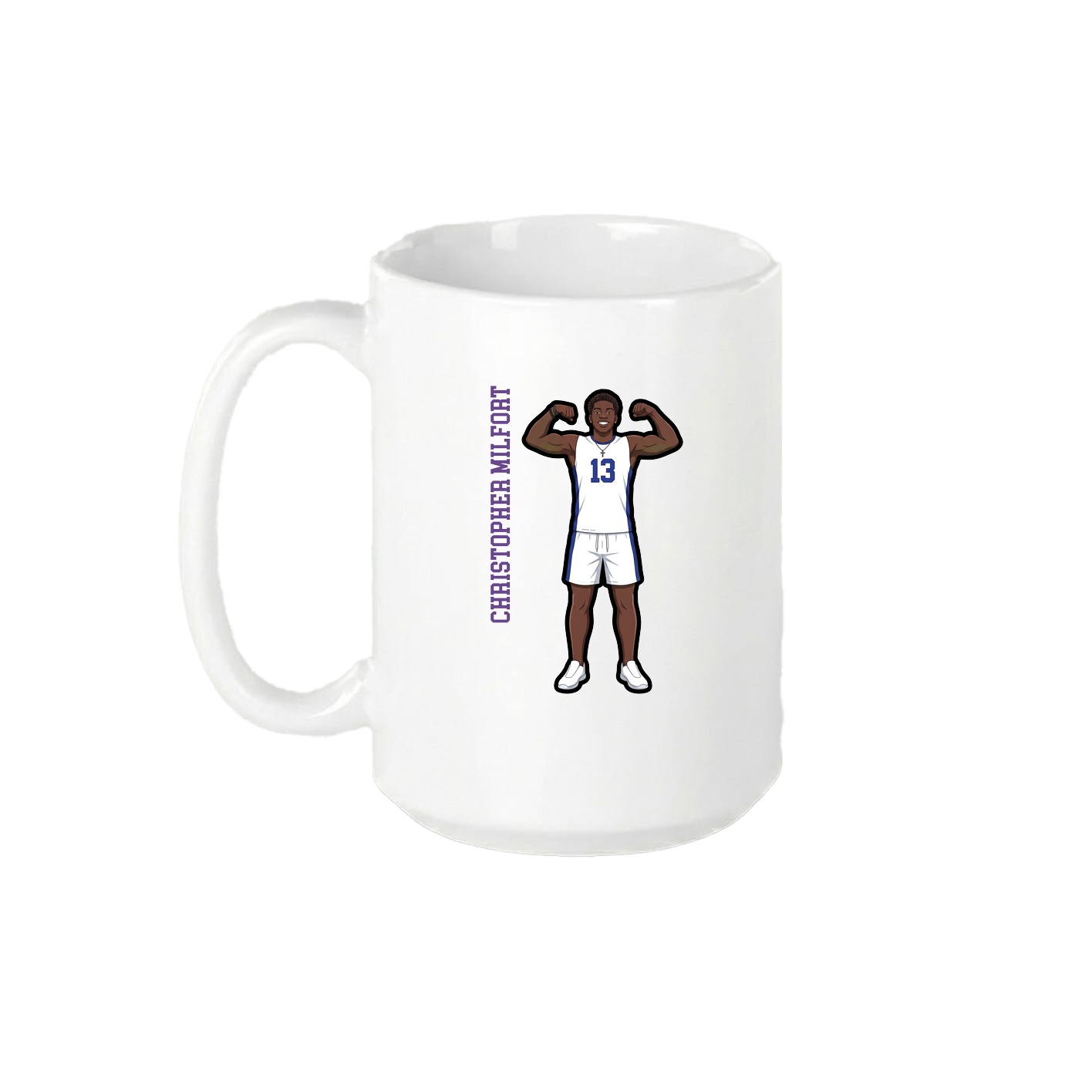 15oz Coffee Mug — Name Vertical in White