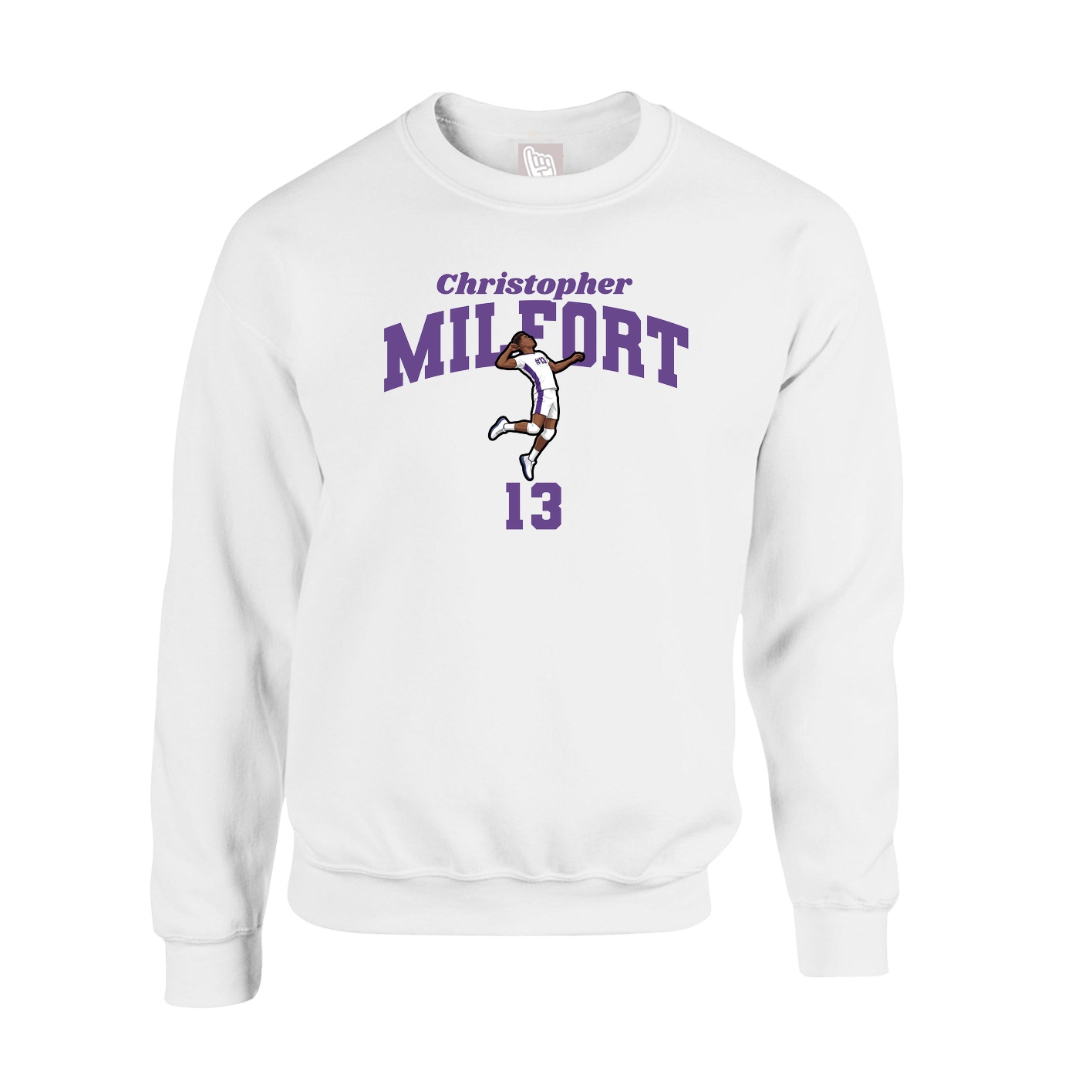 Fleece Crew — Signature Arch in White
