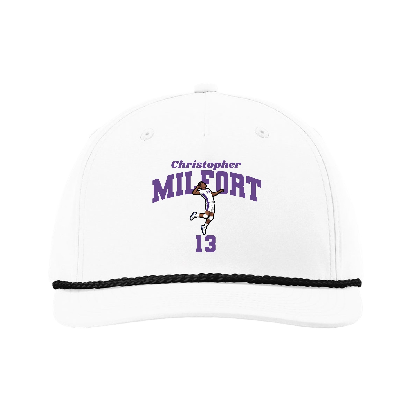 Five-Panel Classic Rope Cap — Signature Arch in White