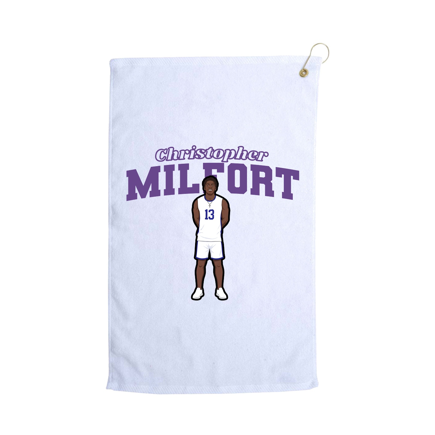 Golf Towel — Name Arch in White