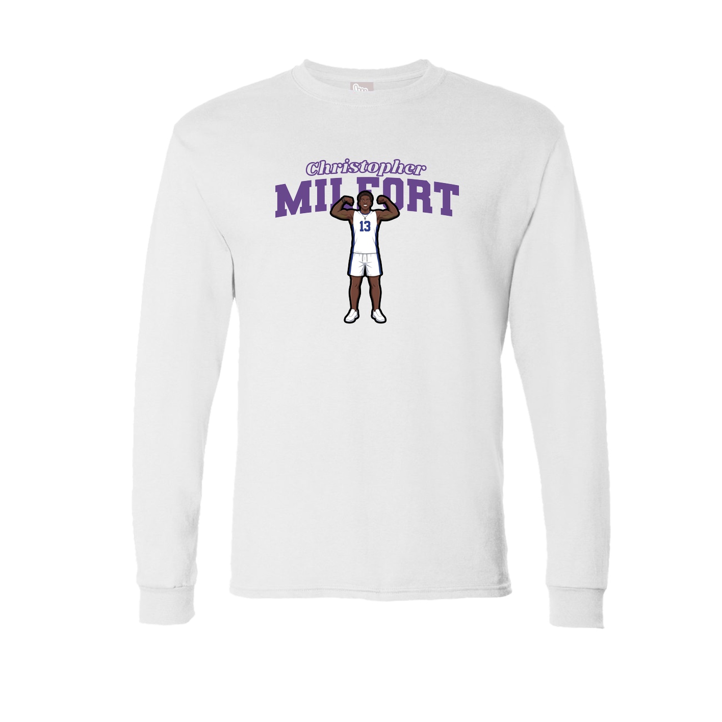 Long Sleeve Tee — Name Arch in White