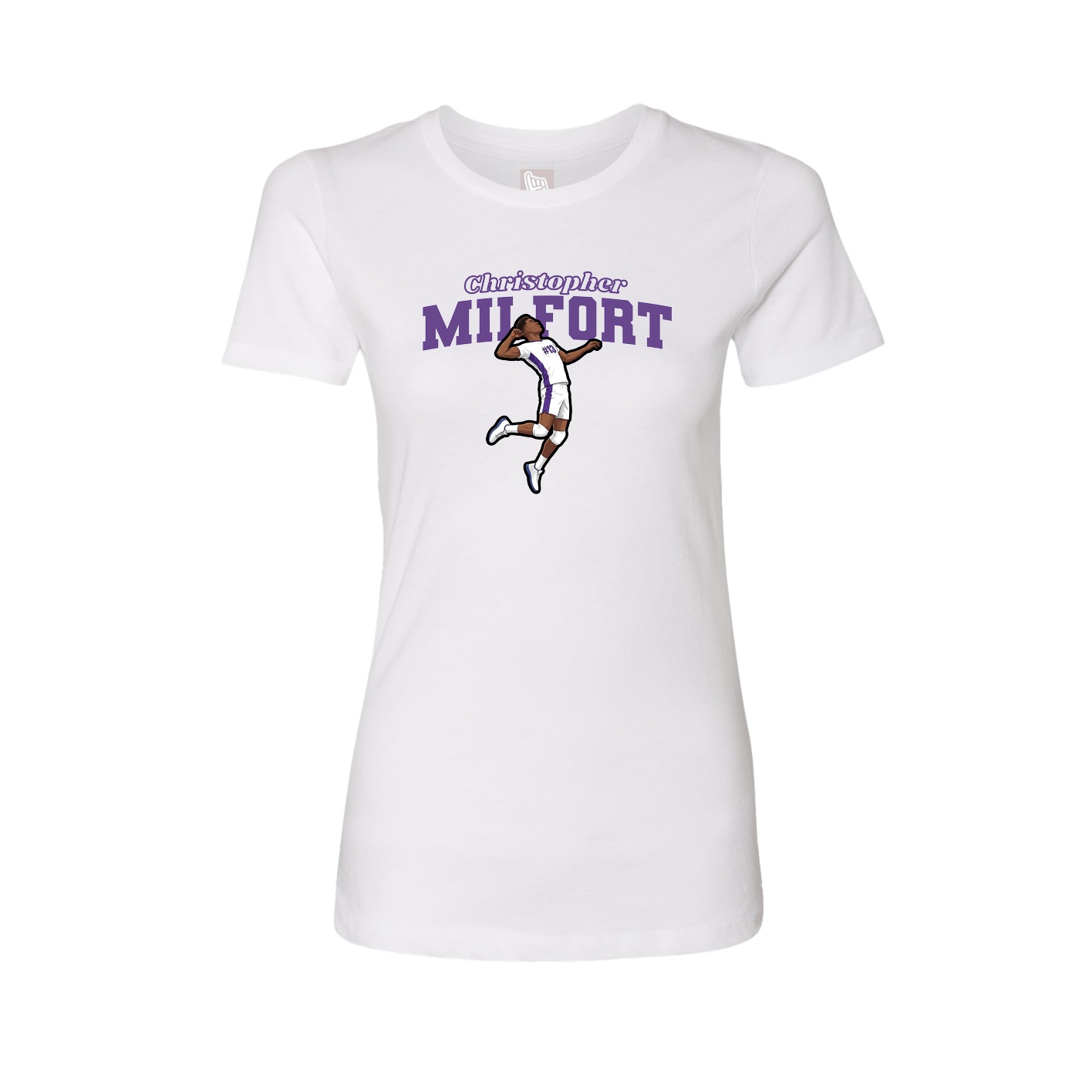 Fitted Women's Tee — Name Arch in White