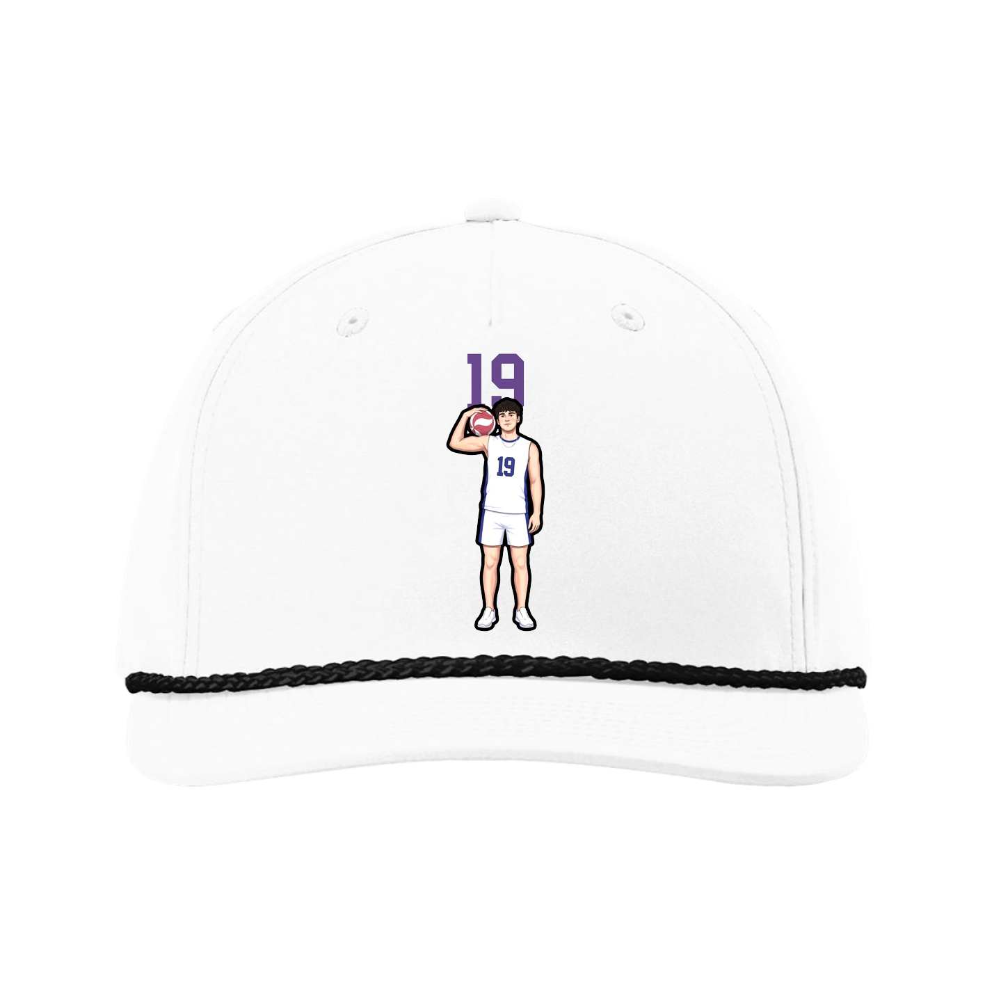 Five-Panel Classic Rope Cap — Number Top in White