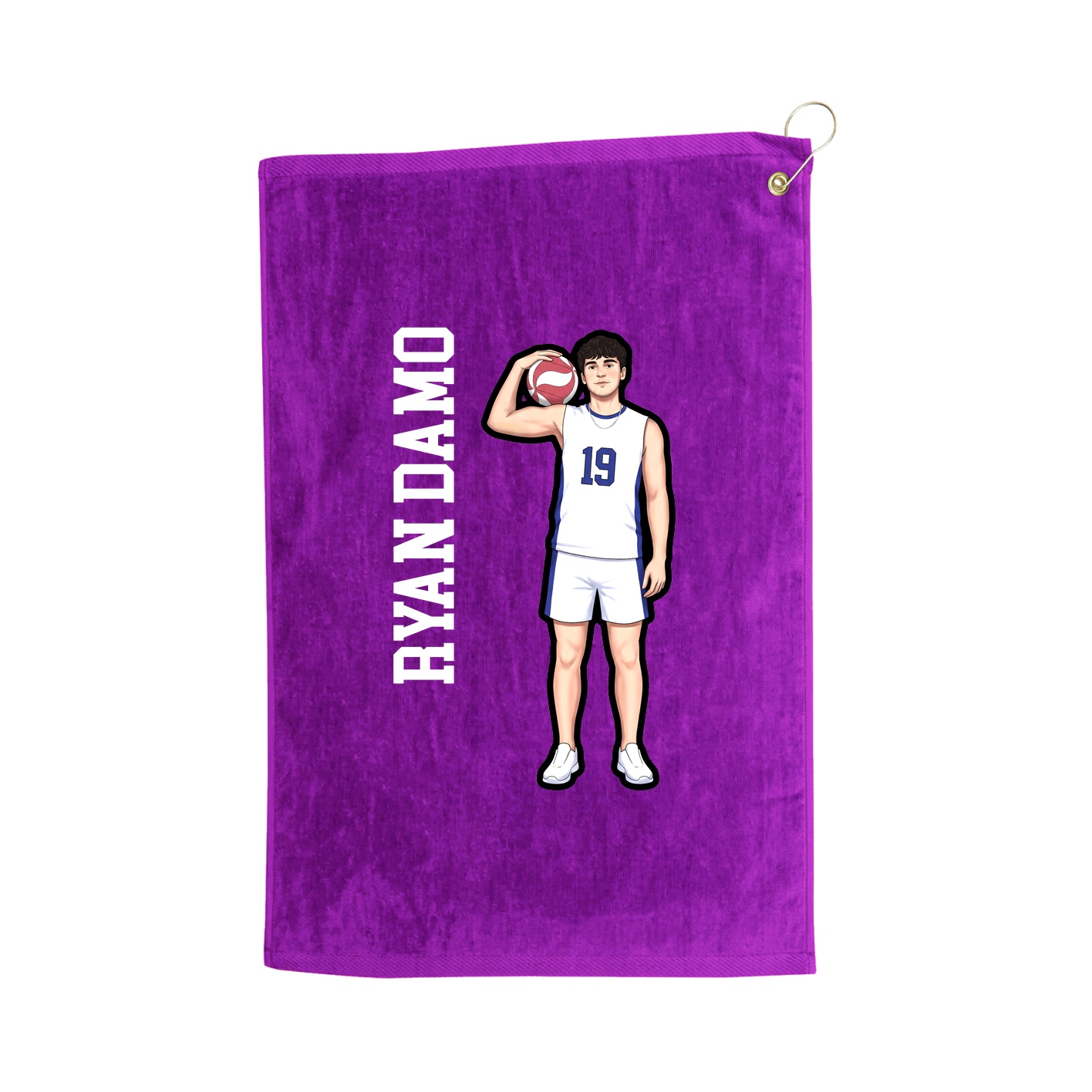 Golf Towel — Name Vertical in Purple