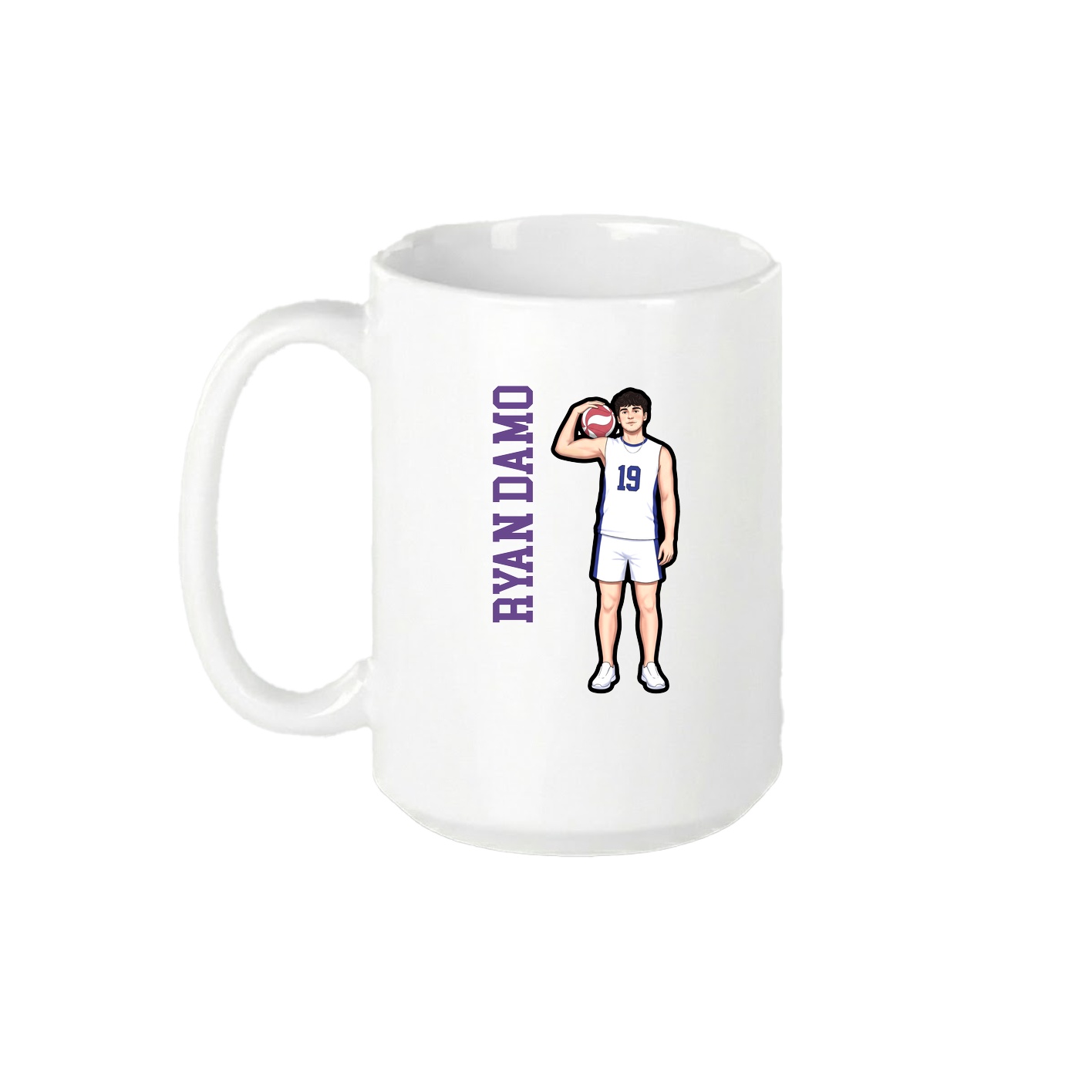15oz Coffee Mug — Name Vertical in White