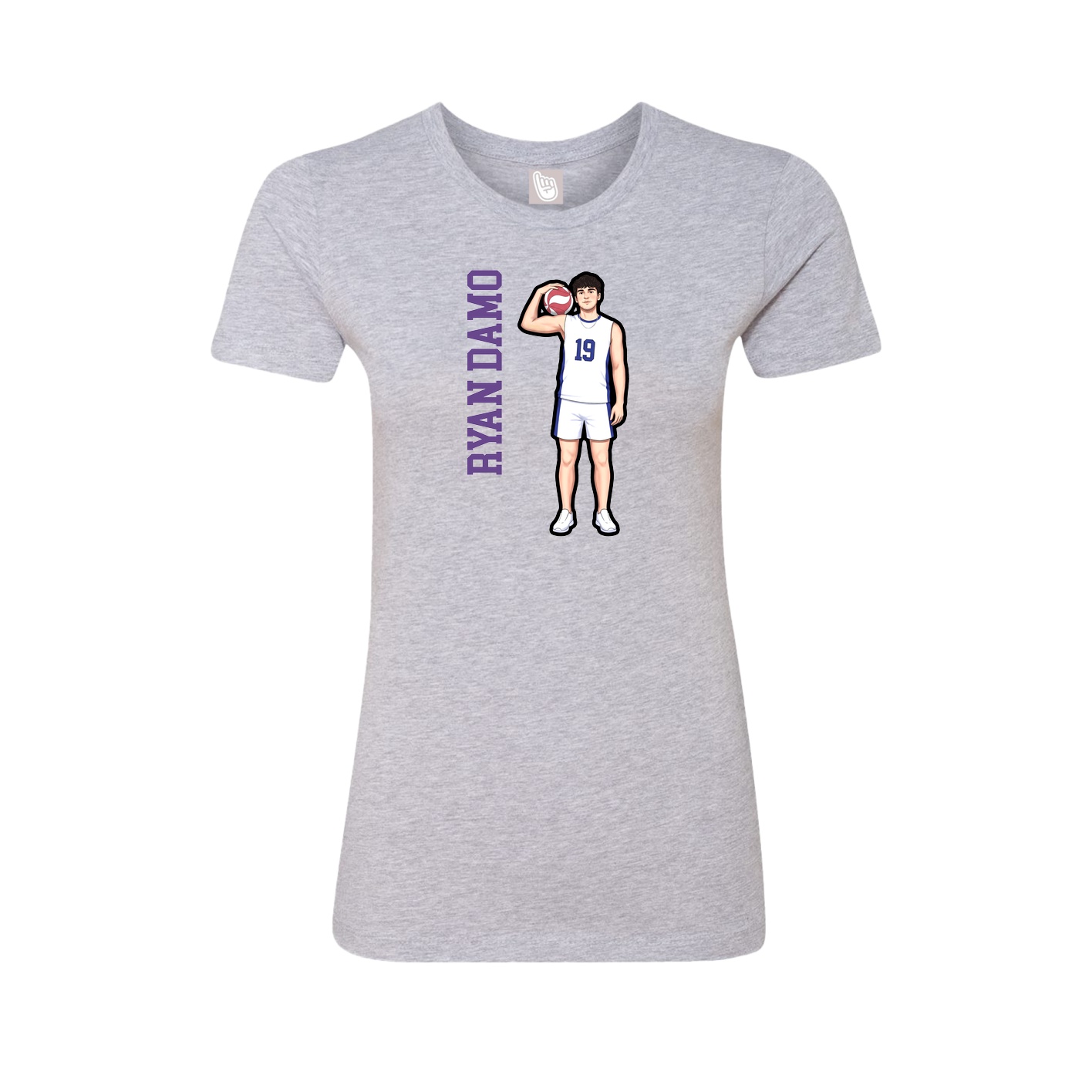 Fitted Women's Tee — Name Vertical in Grey